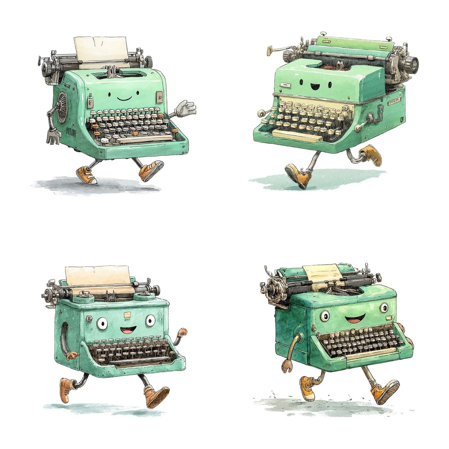 Retro Typewriter Character Clipart Set (DDD006428)