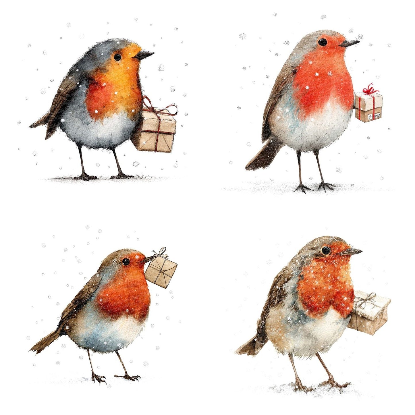 Robin with Christmas Gift Clipart Set (DDD006442)