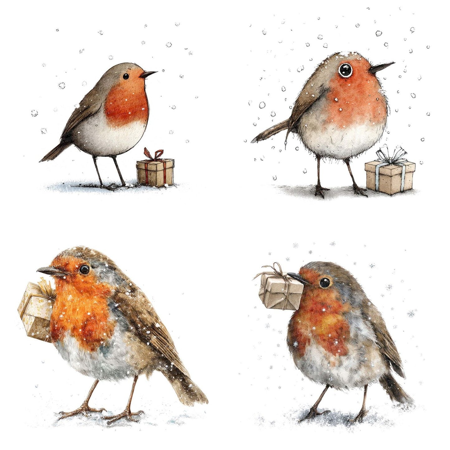Robin with Christmas Gift Clipart Set (DDD006442)