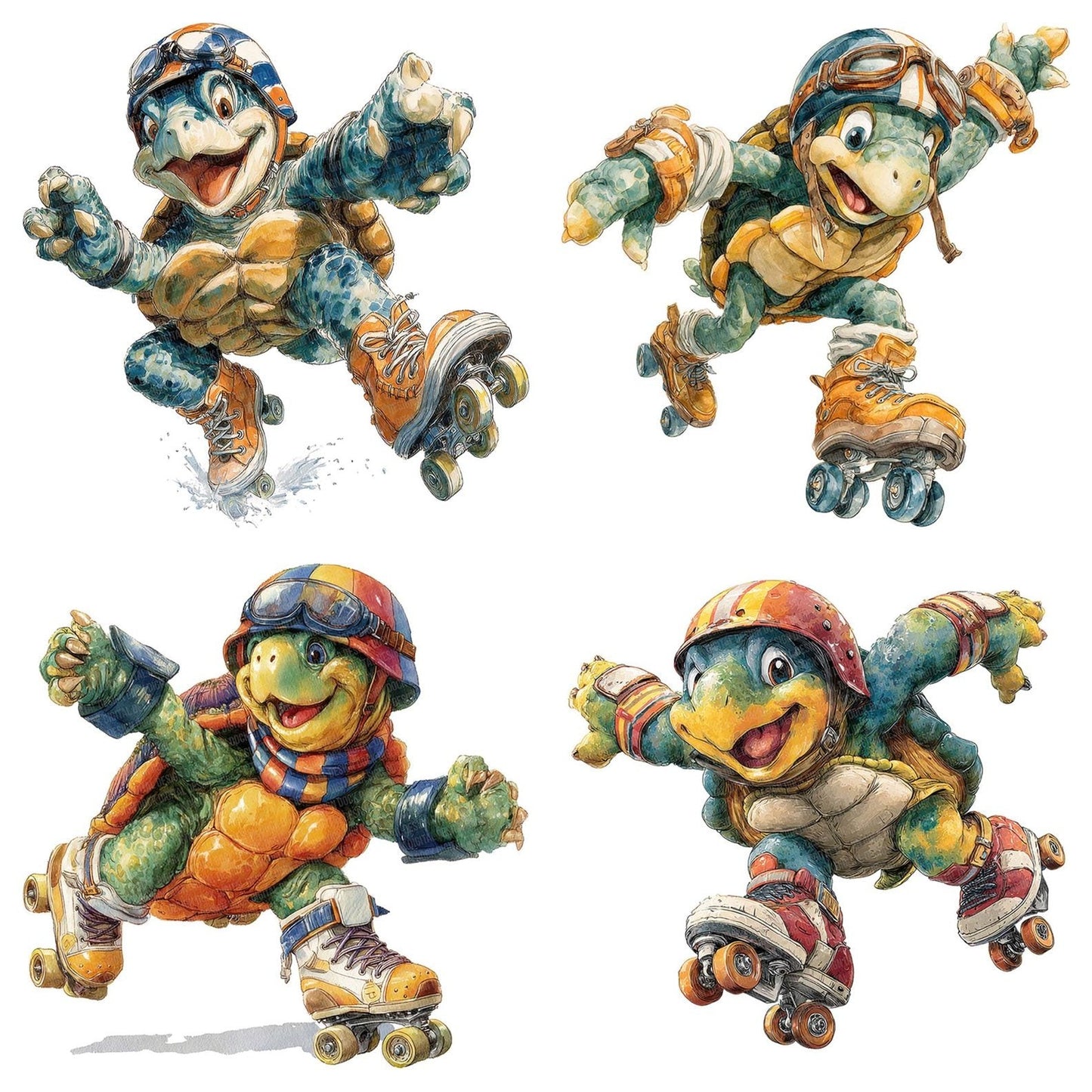 Roller Skate Turtle Clipart Set (DDD006451)
