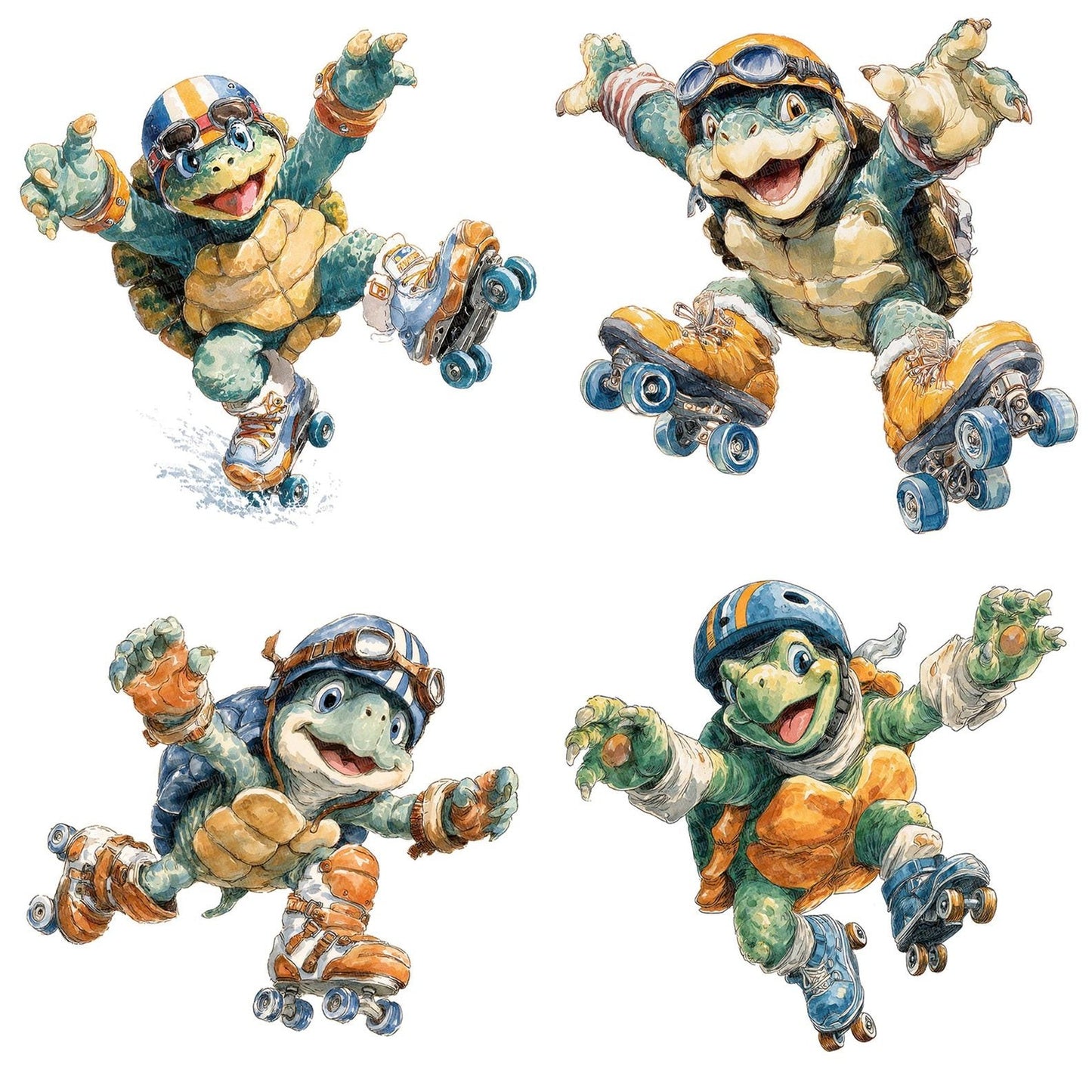 Roller Skate Turtle Clipart Set (DDD006451)