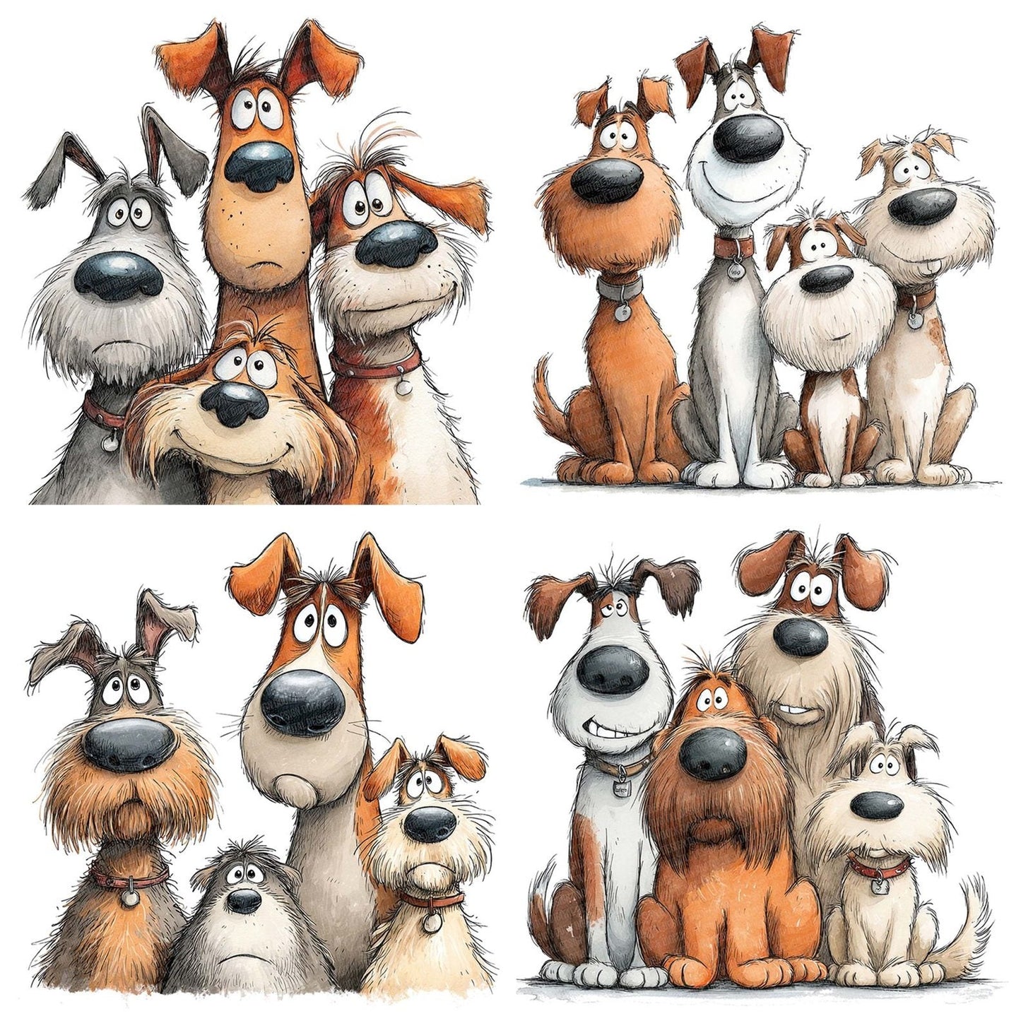 Row of Quirky Dogs Clipart Set (DDD006462)