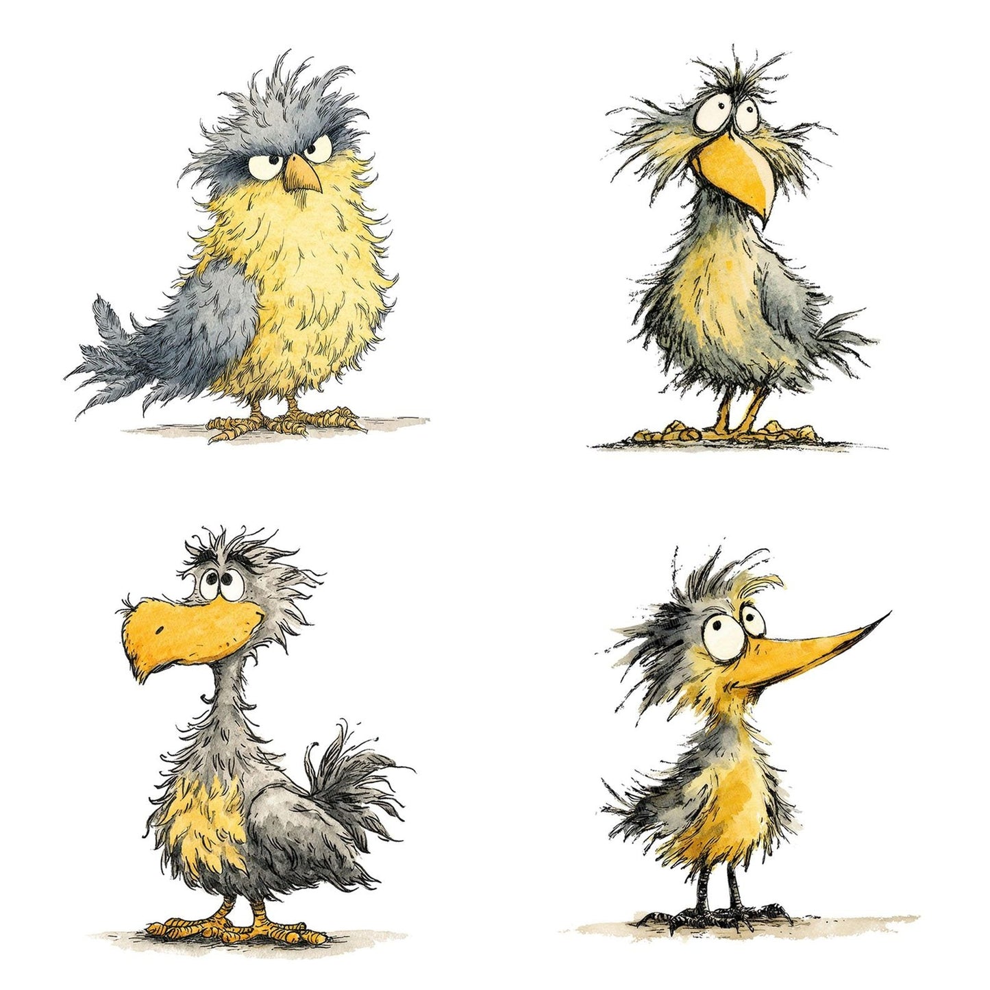 Ruffled Feather Bird Character Clipart Set (DDD006467)