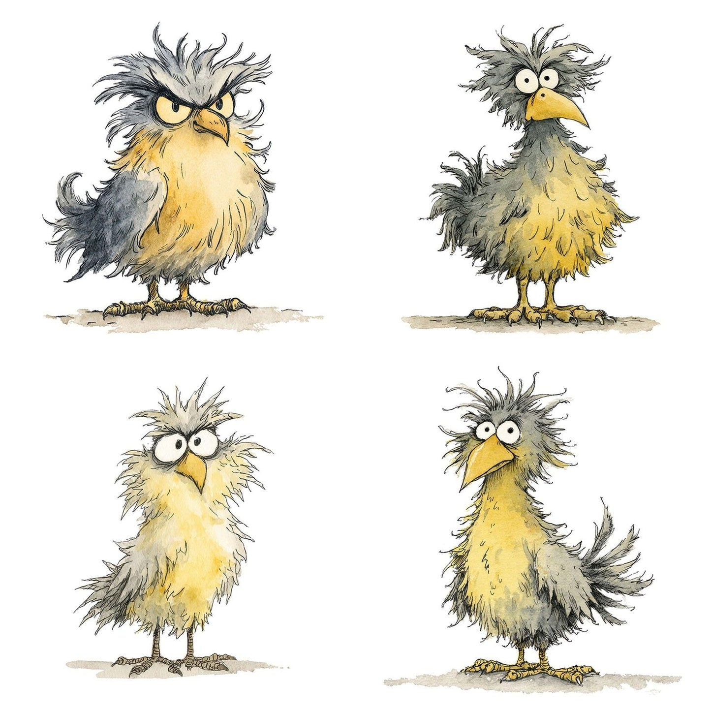 Ruffled Feather Bird Character Clipart Set (DDD006467)