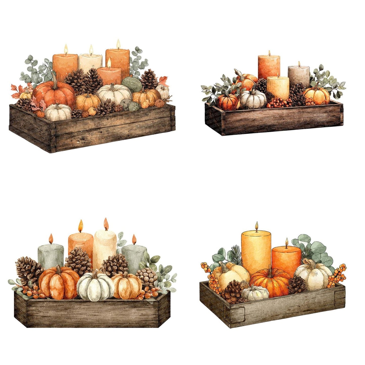 Rustic Pumpkin Halloween Centrepiece Clipart Set (DDD006472)