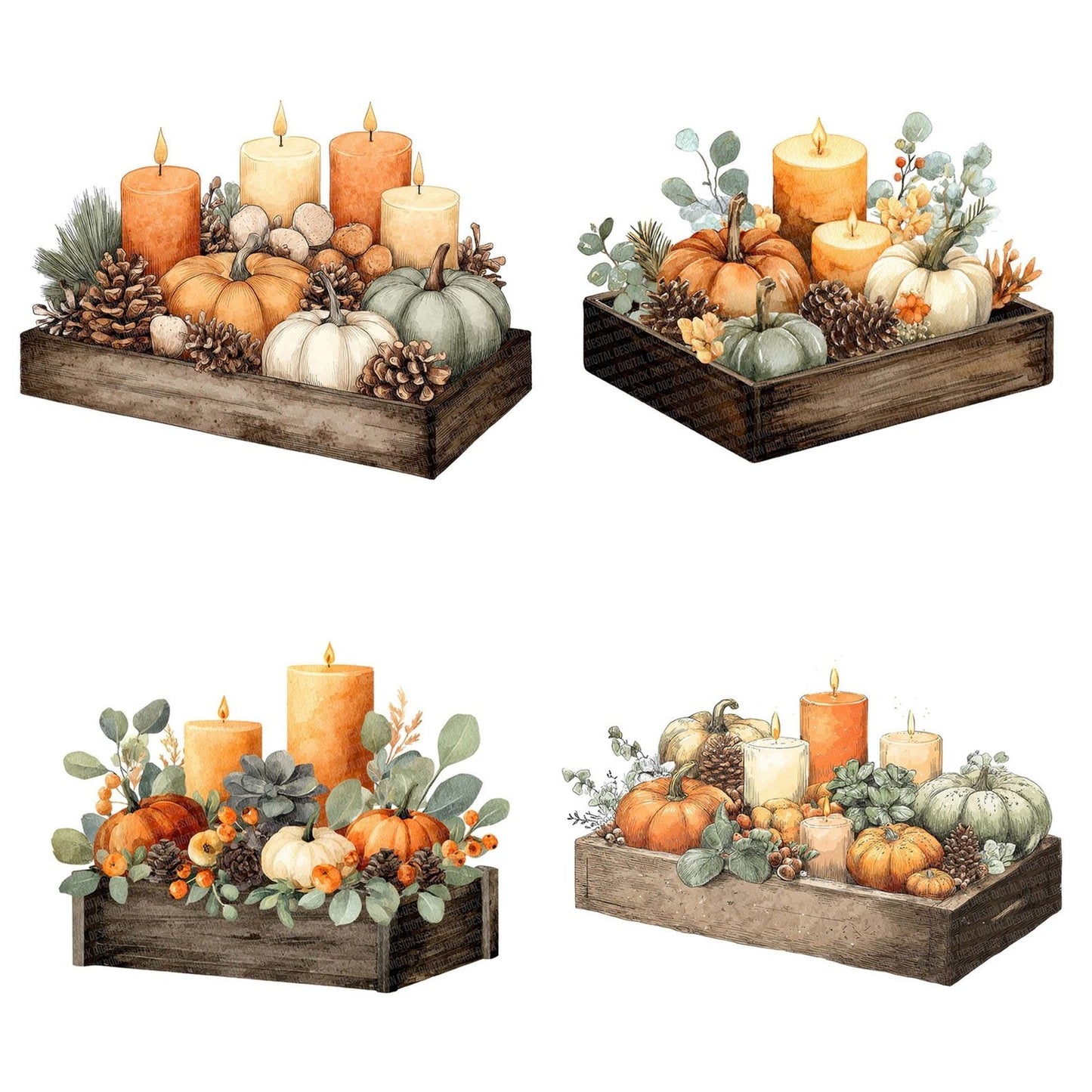 Rustic Pumpkin Halloween Centrepiece Clipart Set (DDD006472)