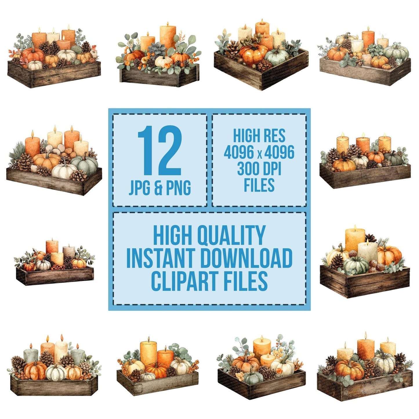 Rustic Pumpkin Halloween Centrepiece Clipart Set (DDD006472)