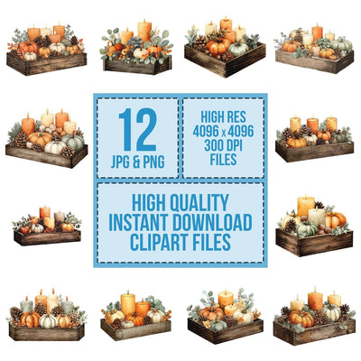 Rustic Pumpkin Halloween Centrepiece Clipart Set (DDD006472)