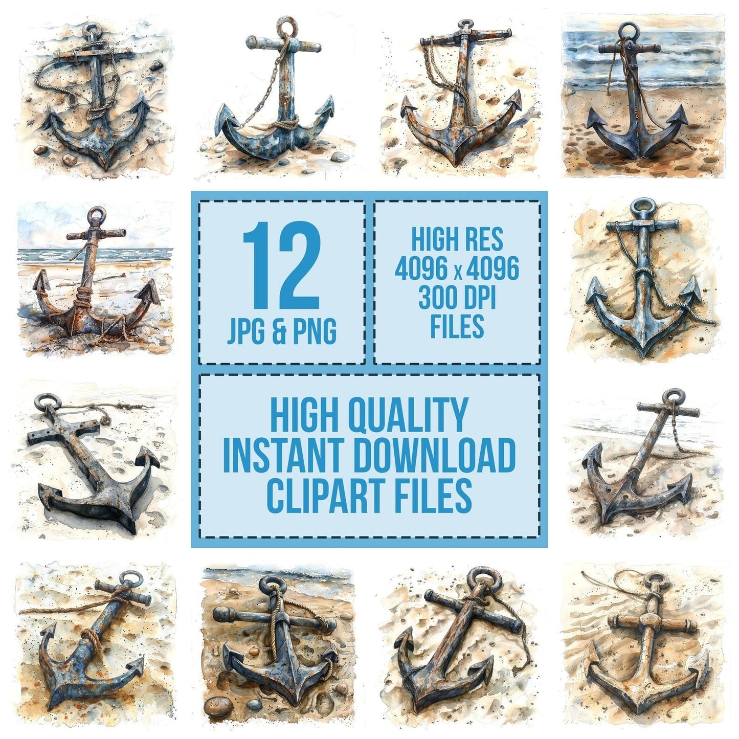 Rusty Ship Anchor Clipart Set (DDD006478)