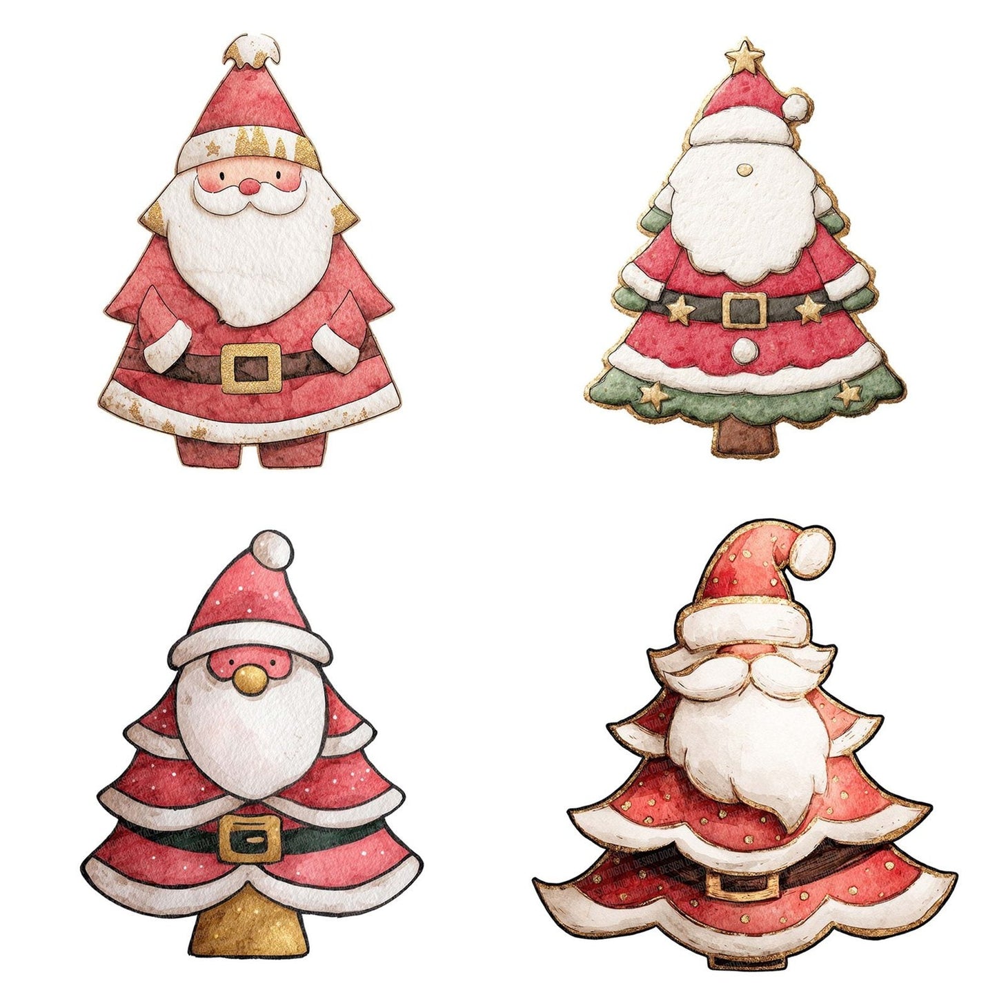 Santa Christmas Tree Clipart Set (DDD006492)