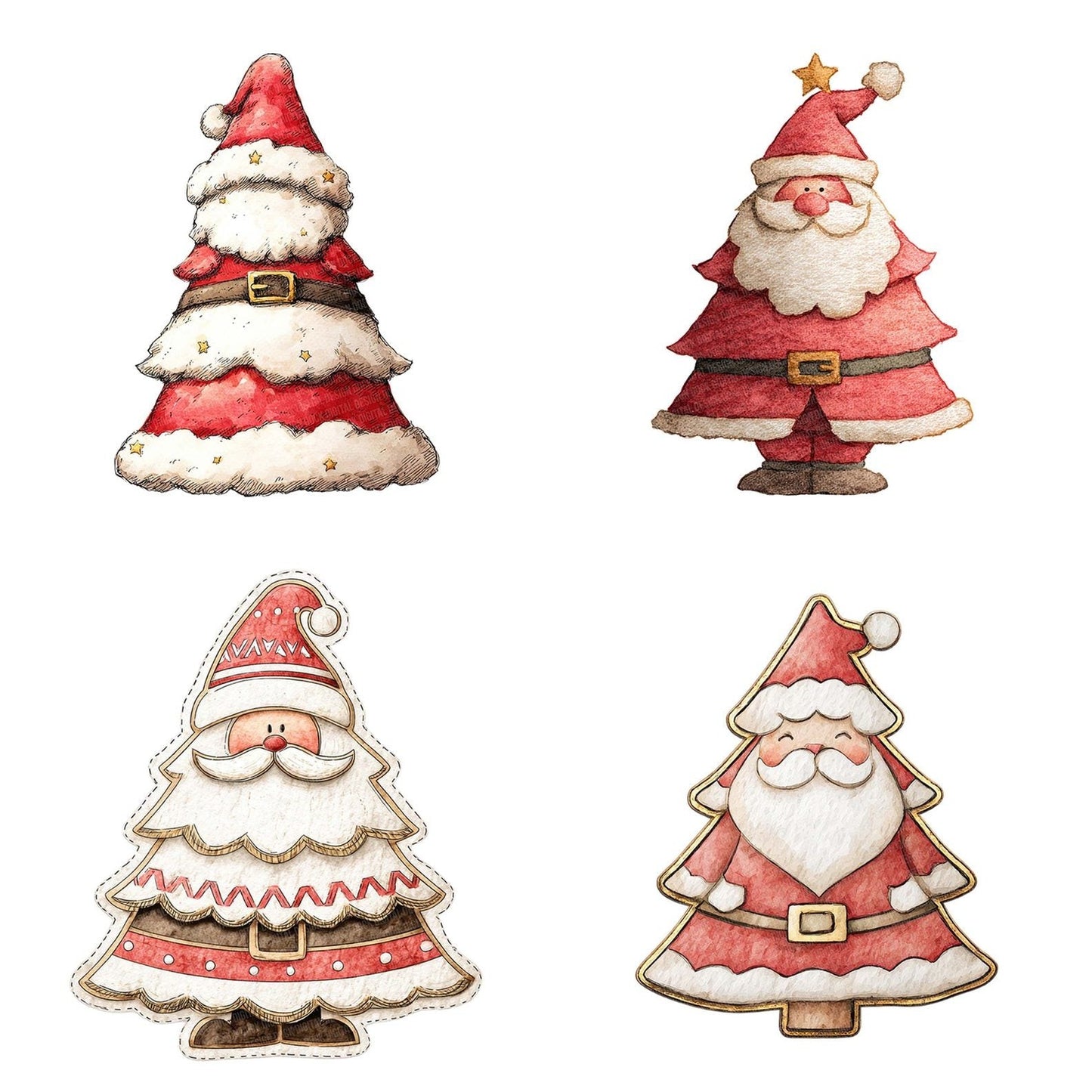 Santa Christmas Tree Clipart Set (DDD006492)