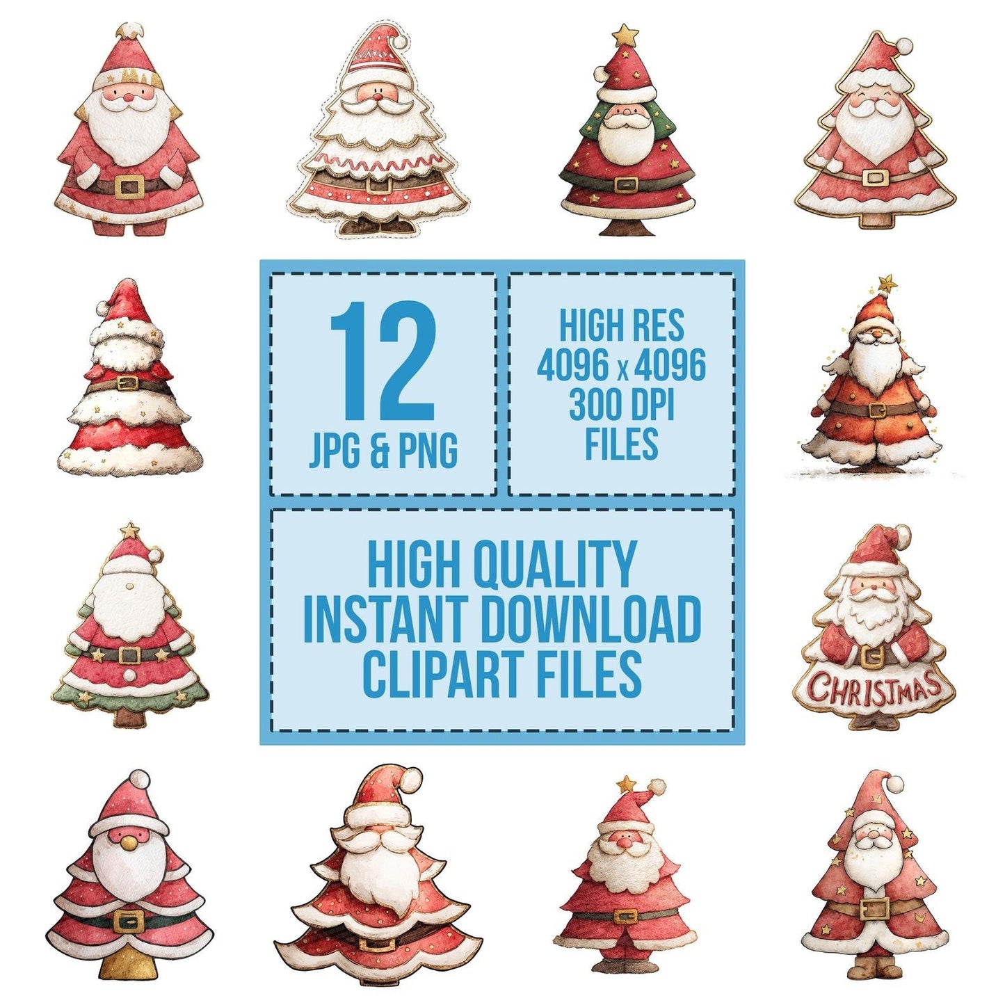 Santa Christmas Tree Clipart Set (DDD006492)