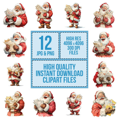 Santa Laughing with Letters clipart set cover showing the designs and file details