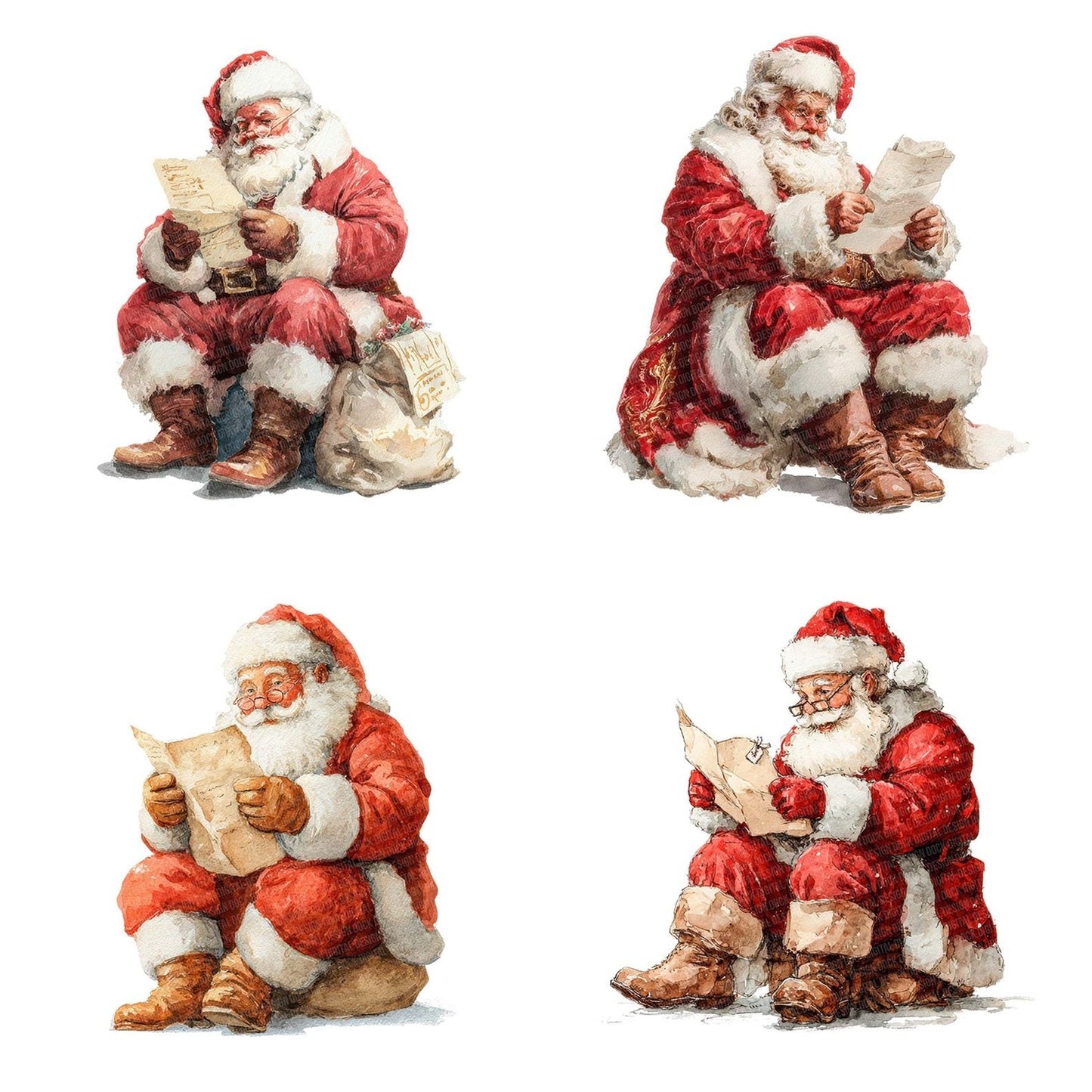 Santa Reading Letters Clipart Set (DDD006495)