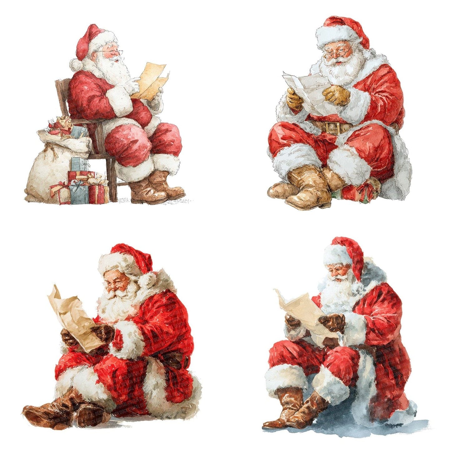 Santa Reading Letters Clipart Set (DDD006495)