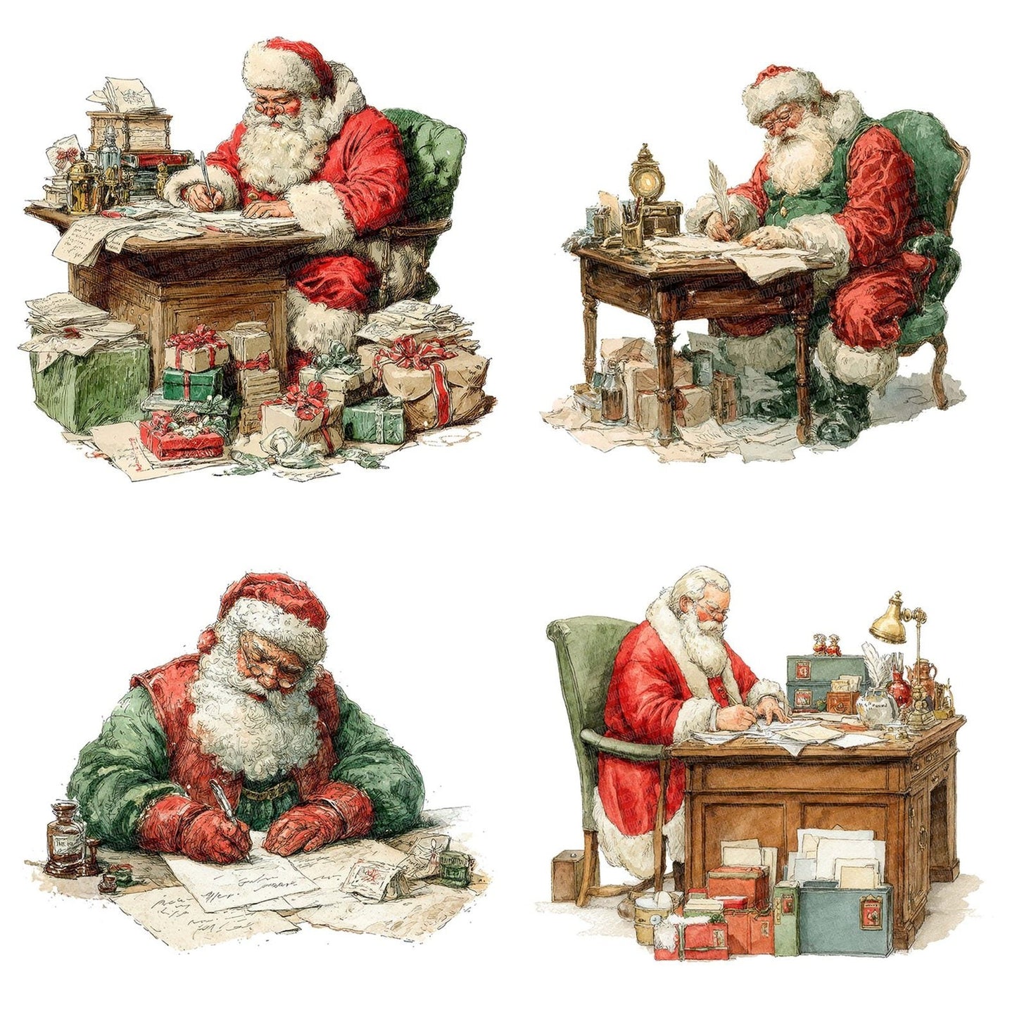 Santa Writing Letters Clipart Set (DDD006498)