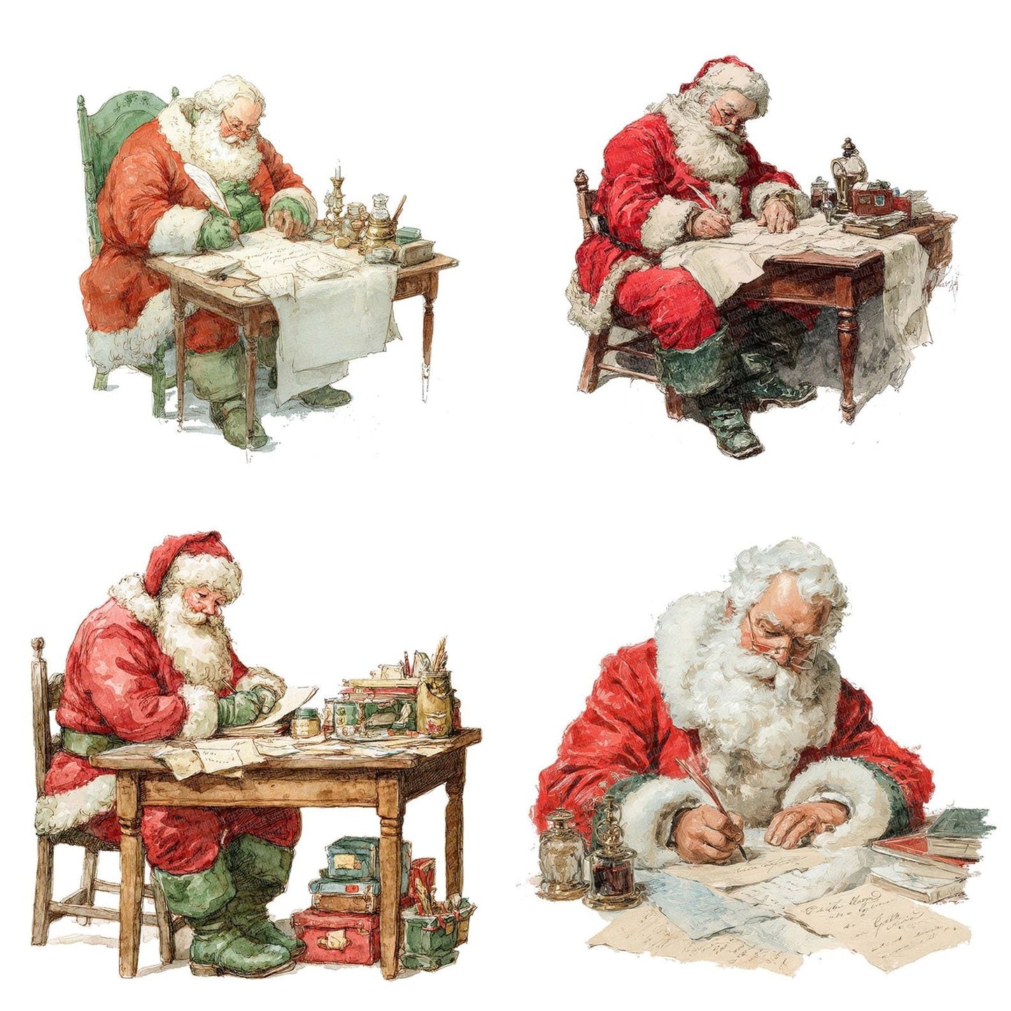 Santa Writing Letters Clipart Set (DDD006498)