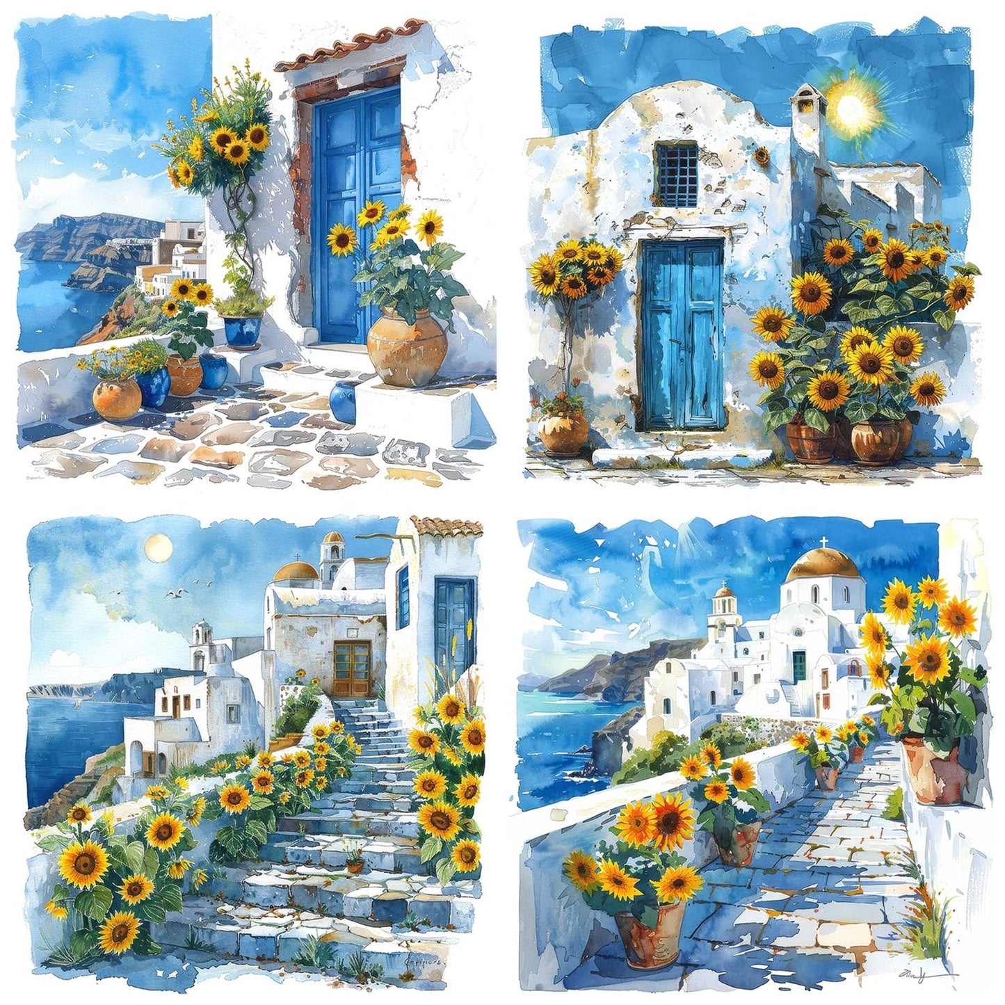 Santorini Sunflowers Clipart Set (DDD006499)