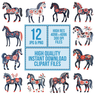 Scandi Folk Horse Clipart Set (DDD006500)