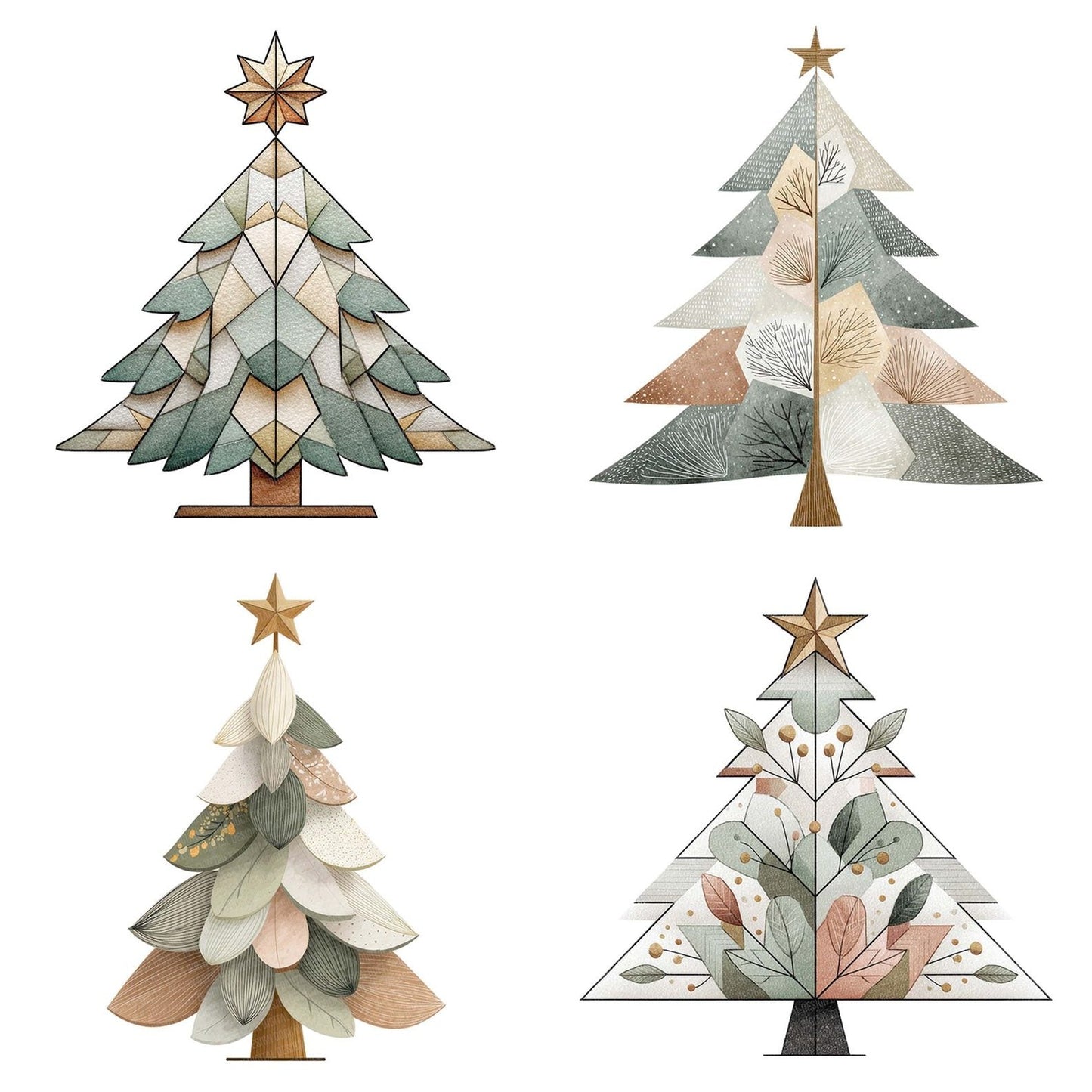 Scandinavian Christmas Tree Clipart Set (DDD006507)