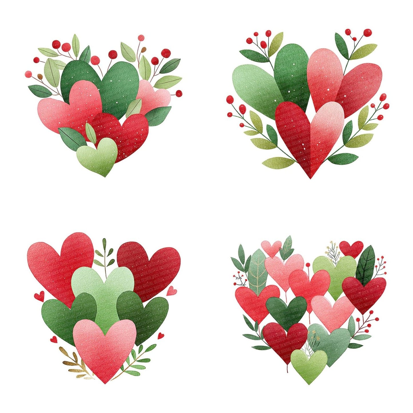 Scandinavian Love Heart Design Clipart Set (DDD006511)
