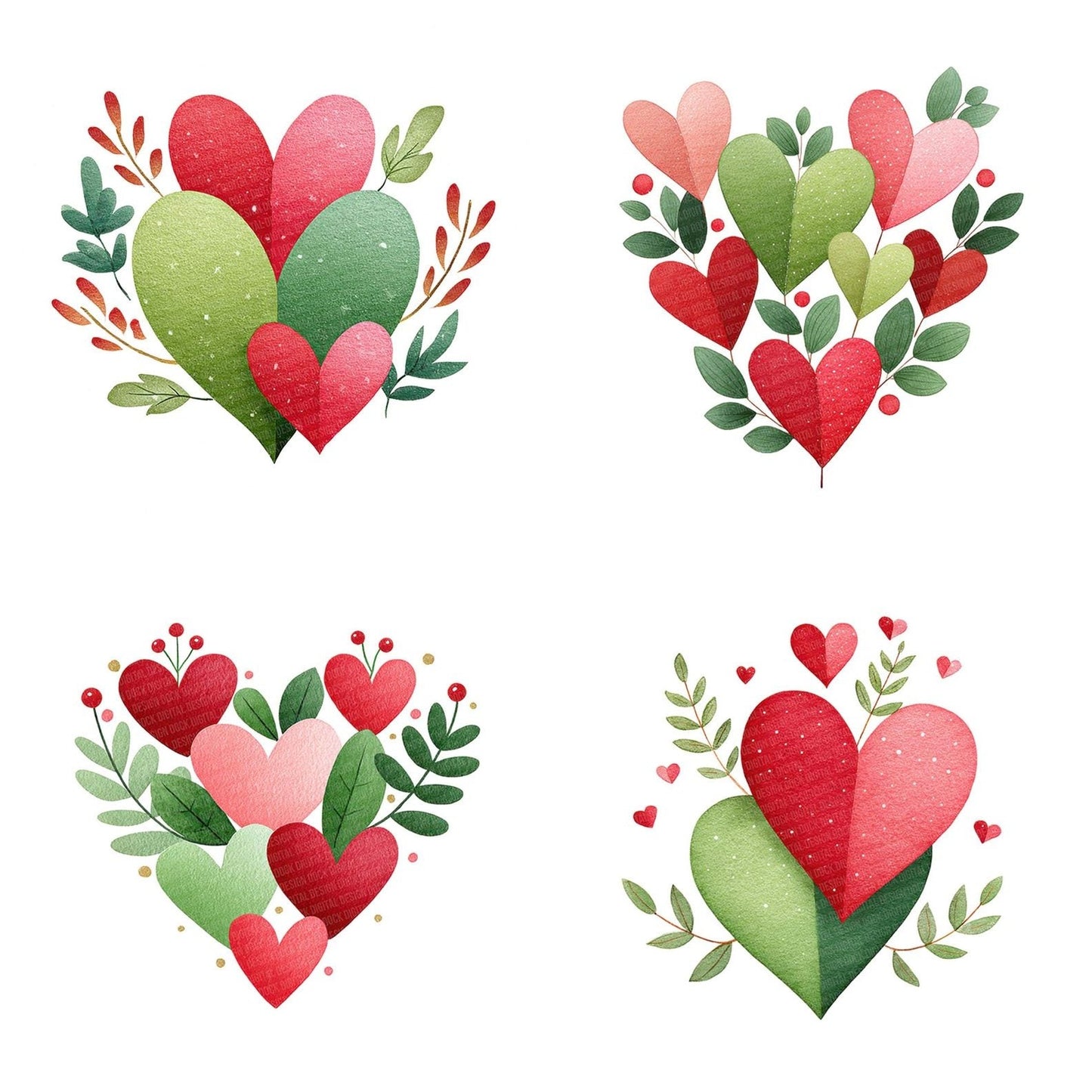 Scandinavian Love Heart Design Clipart Set (DDD006511)