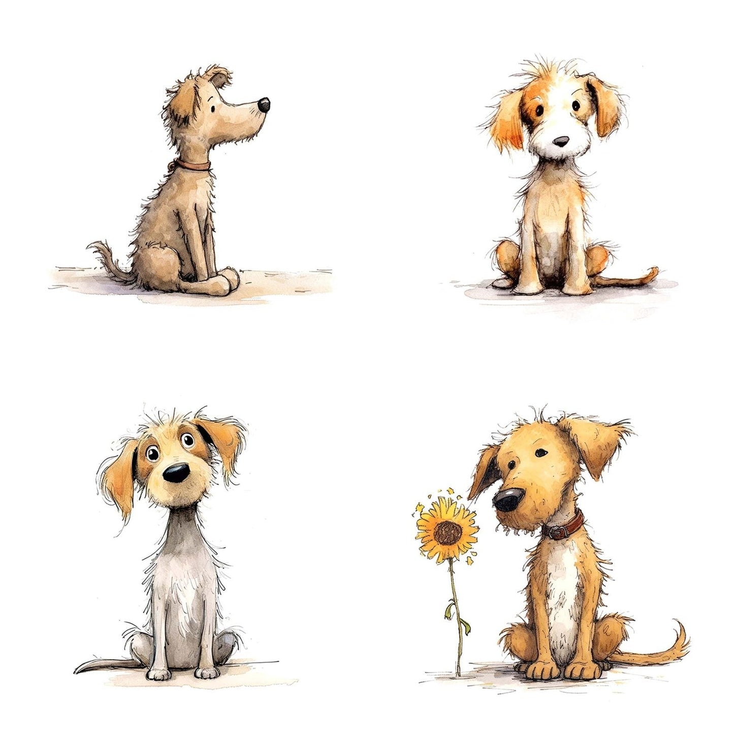 Scruffy Dog Cartoon Clipart Set (DDD006518)