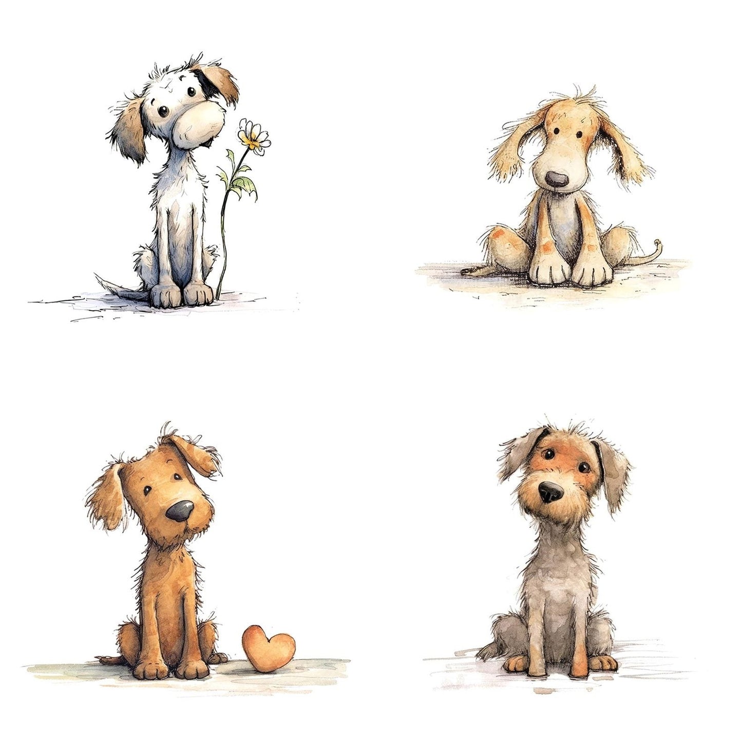Scruffy Dog Cartoon Clipart Set (DDD006518)