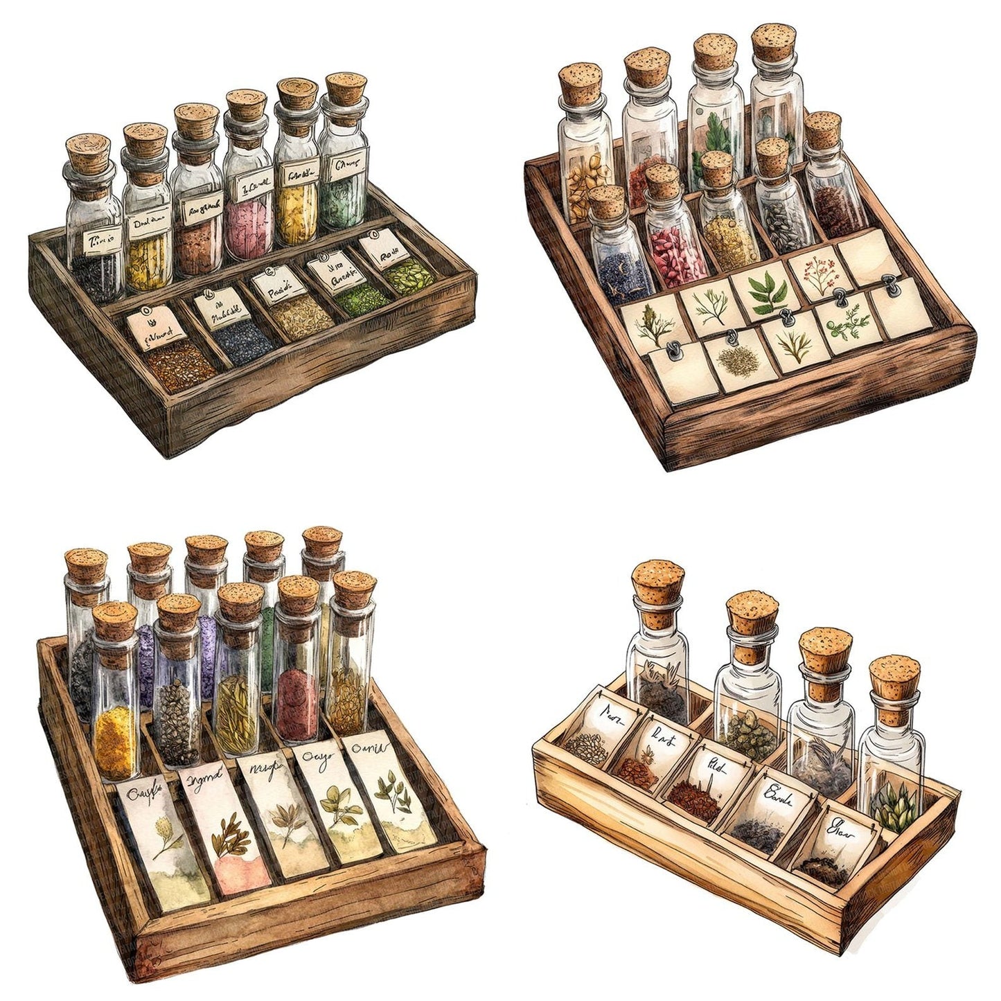 Seed Vial Collection in Tray Clipart Set (DDD006528)