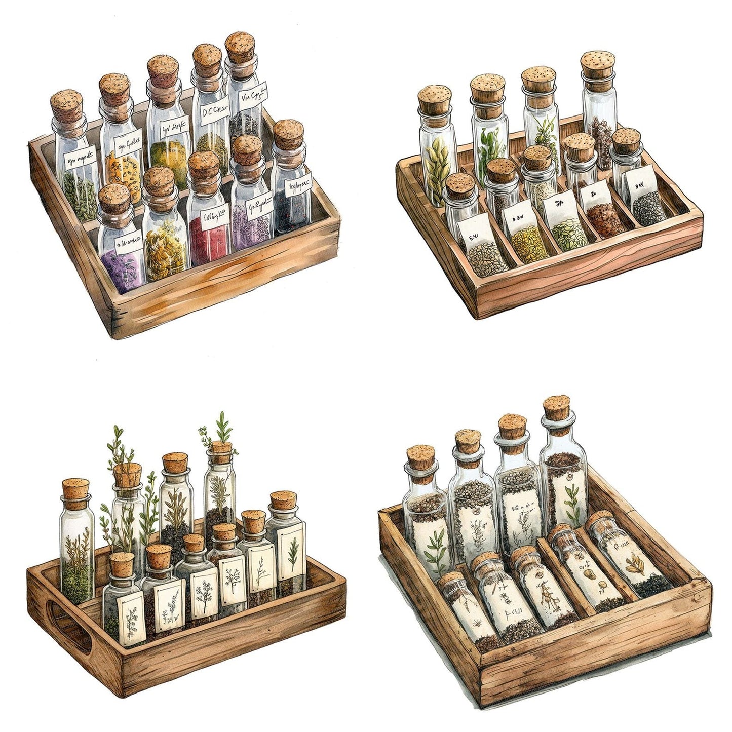 Seed Vial Collection in Tray Clipart Set (DDD006528)