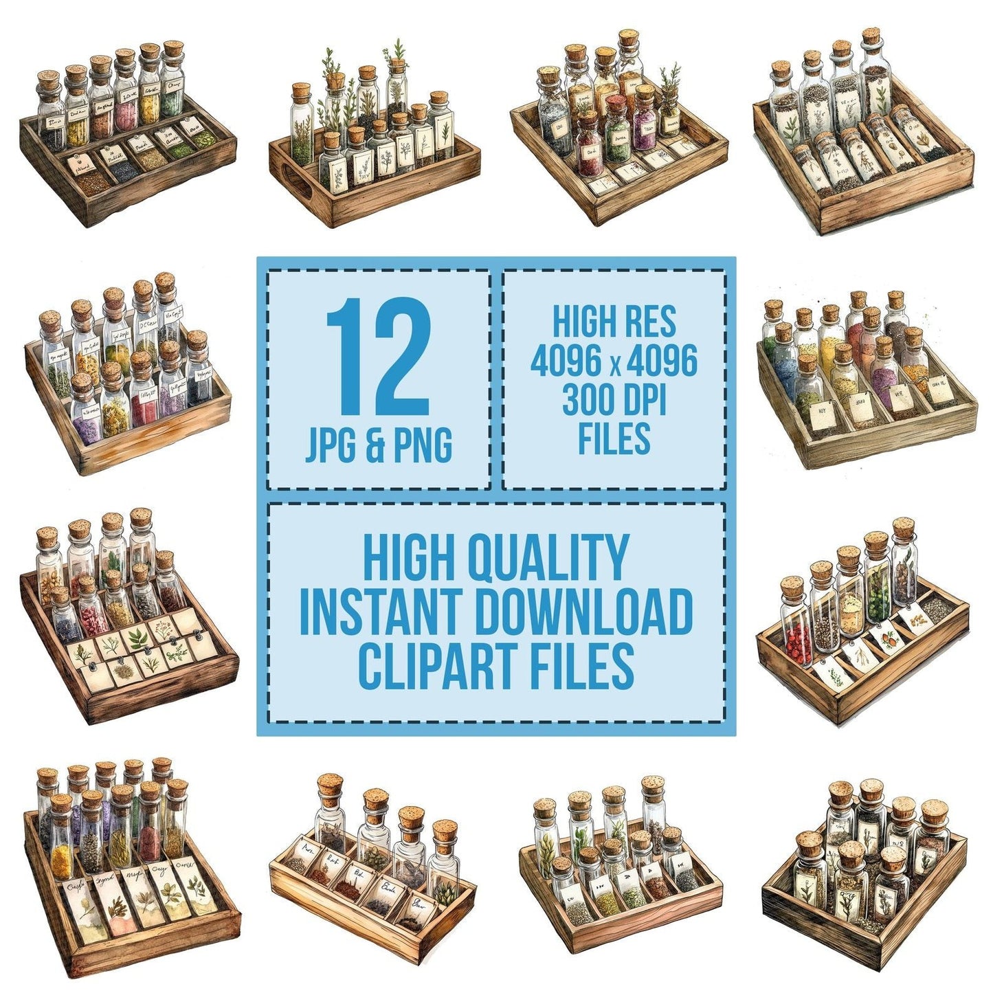 Seed Vial Collection in Tray Clipart Set (DDD006528)