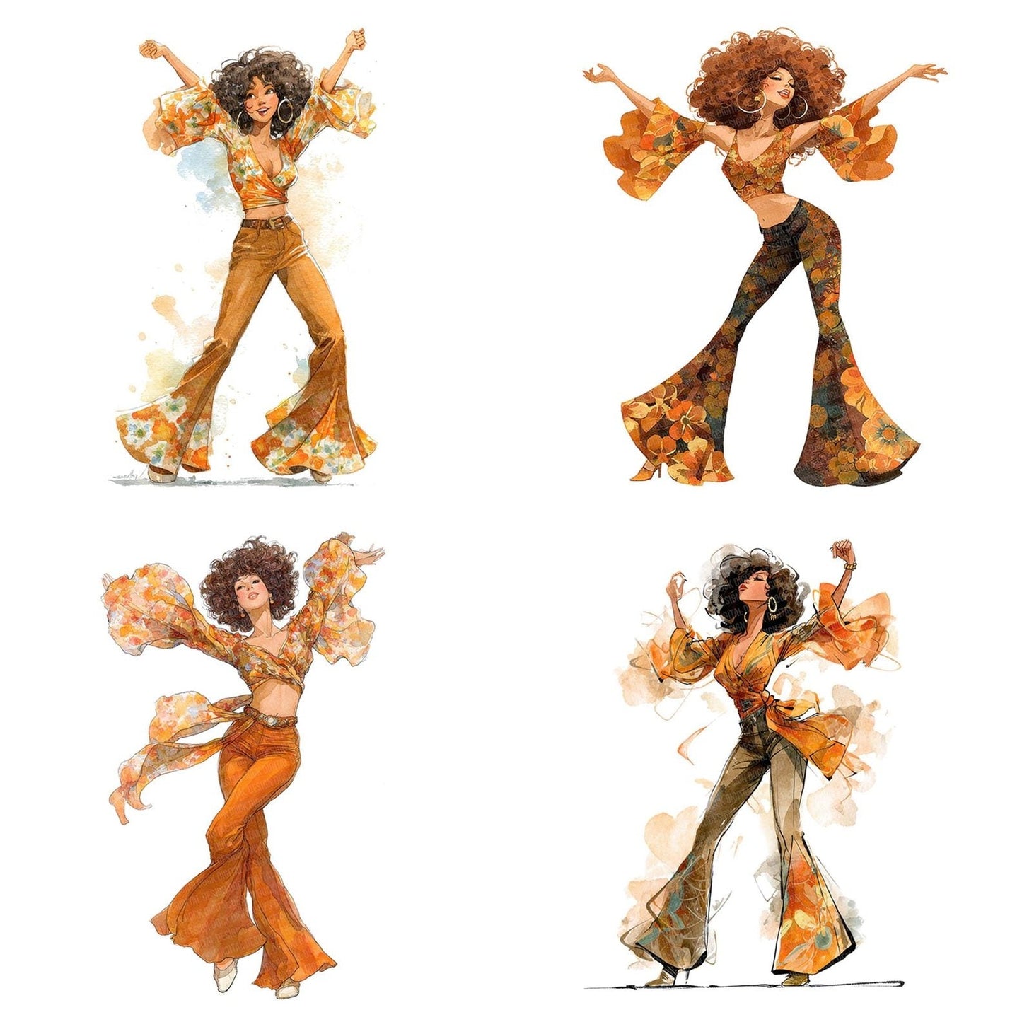 Seventies Disco Dancer Clipart Set (DDD006530)