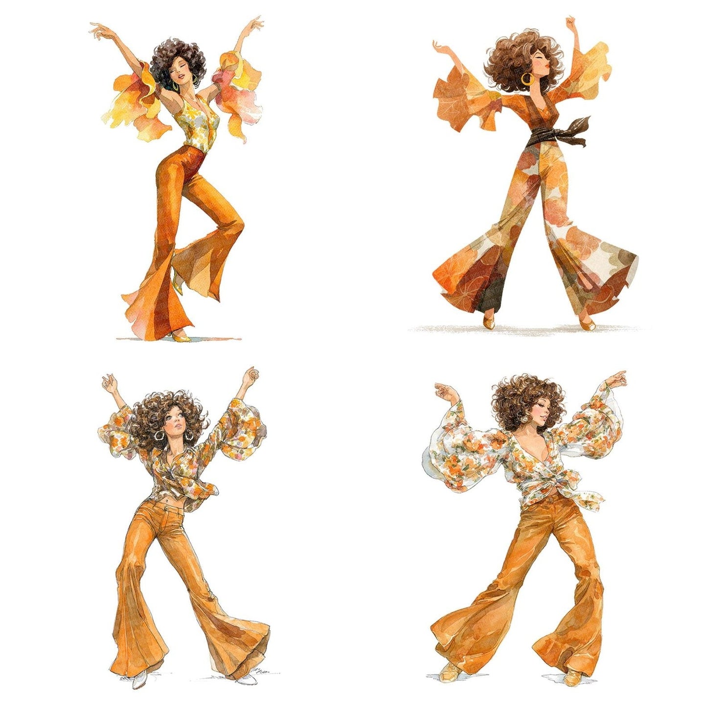 Seventies Disco Dancer Clipart Set (DDD006530)