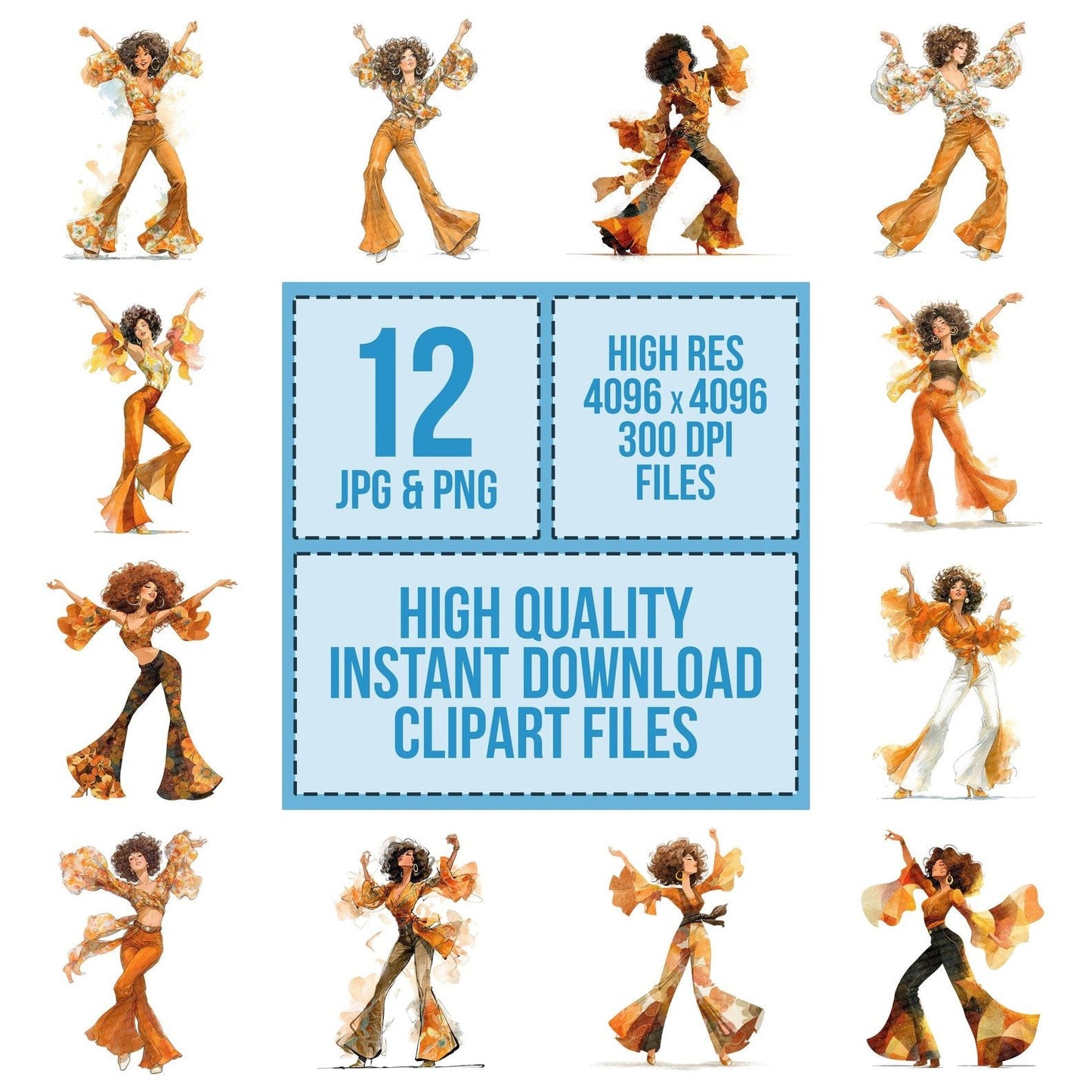 Seventies Disco Dancer Clipart Set (DDD006530)