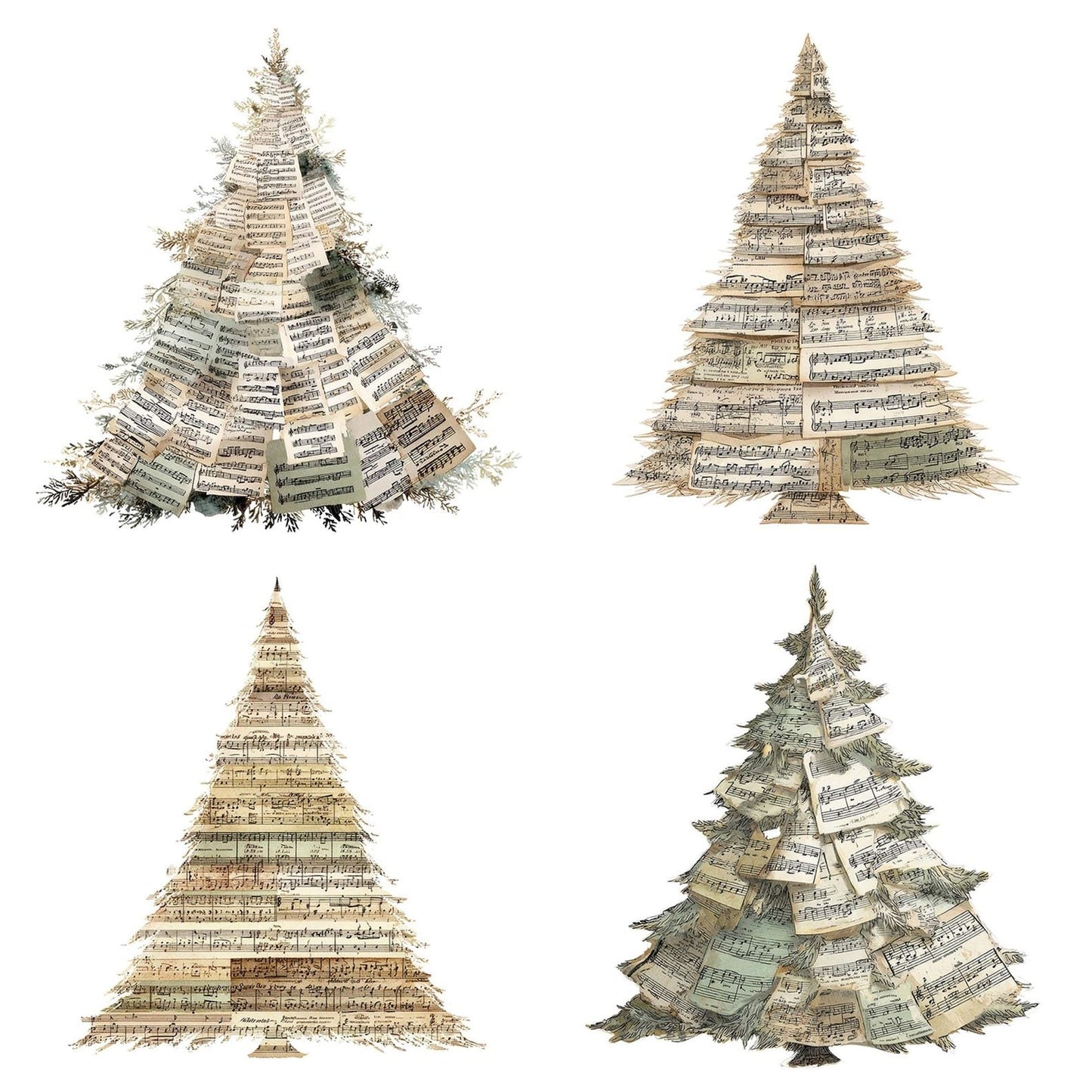 Sheet Music Christmas Tree Clipart Set (DDD006534)
