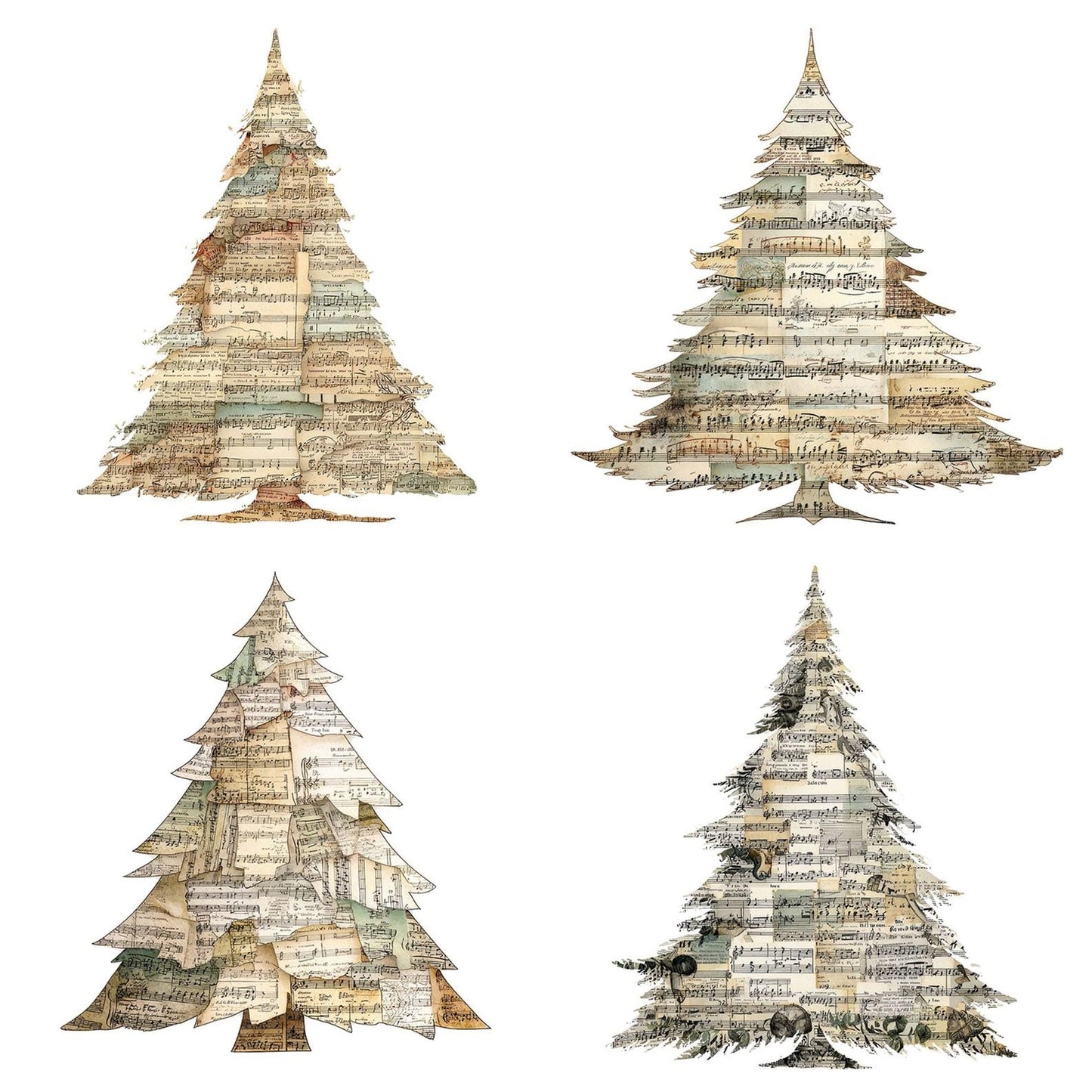 Sheet Music Christmas Tree Clipart Set (DDD006534)