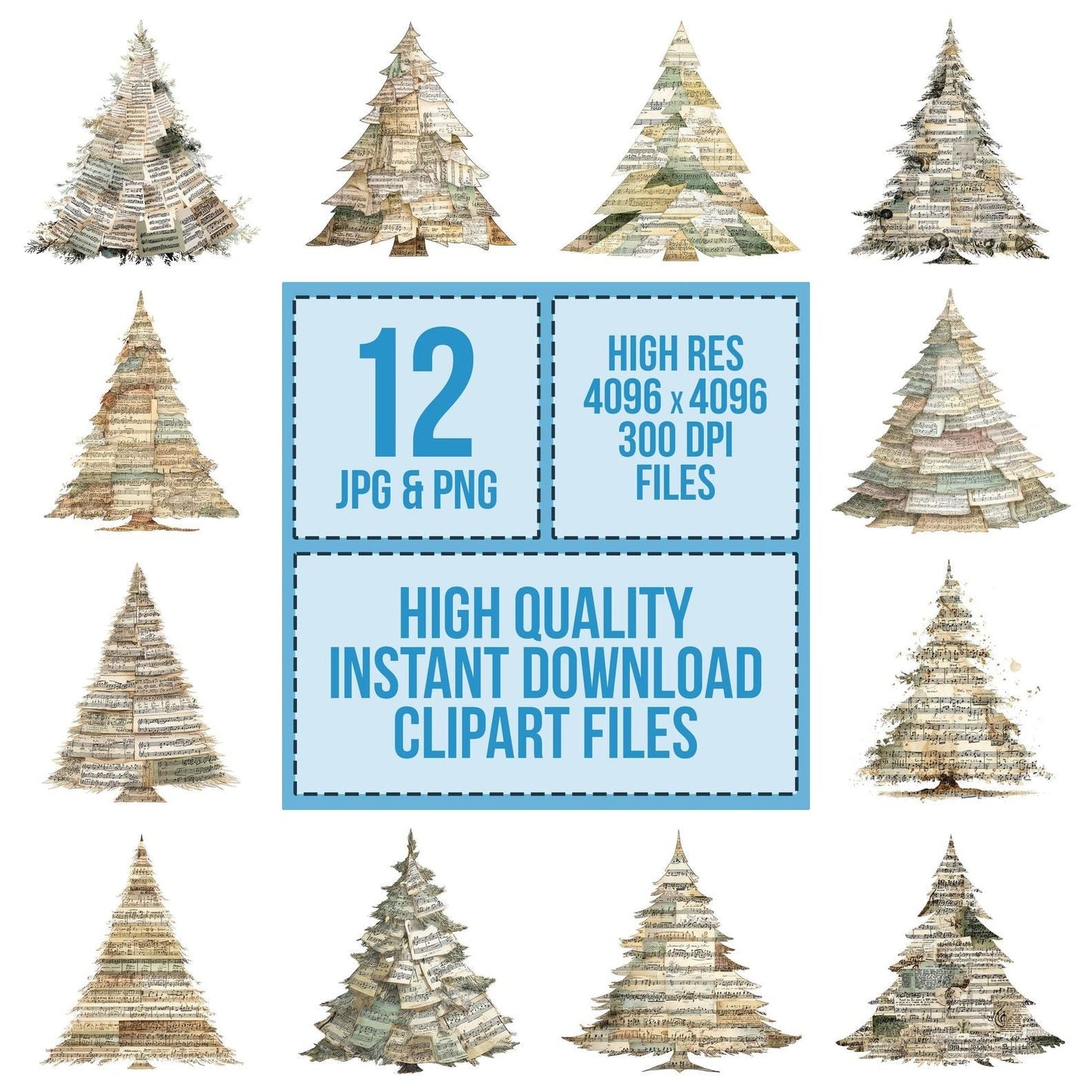 Sheet Music Christmas Tree Clipart Set (DDD006534)