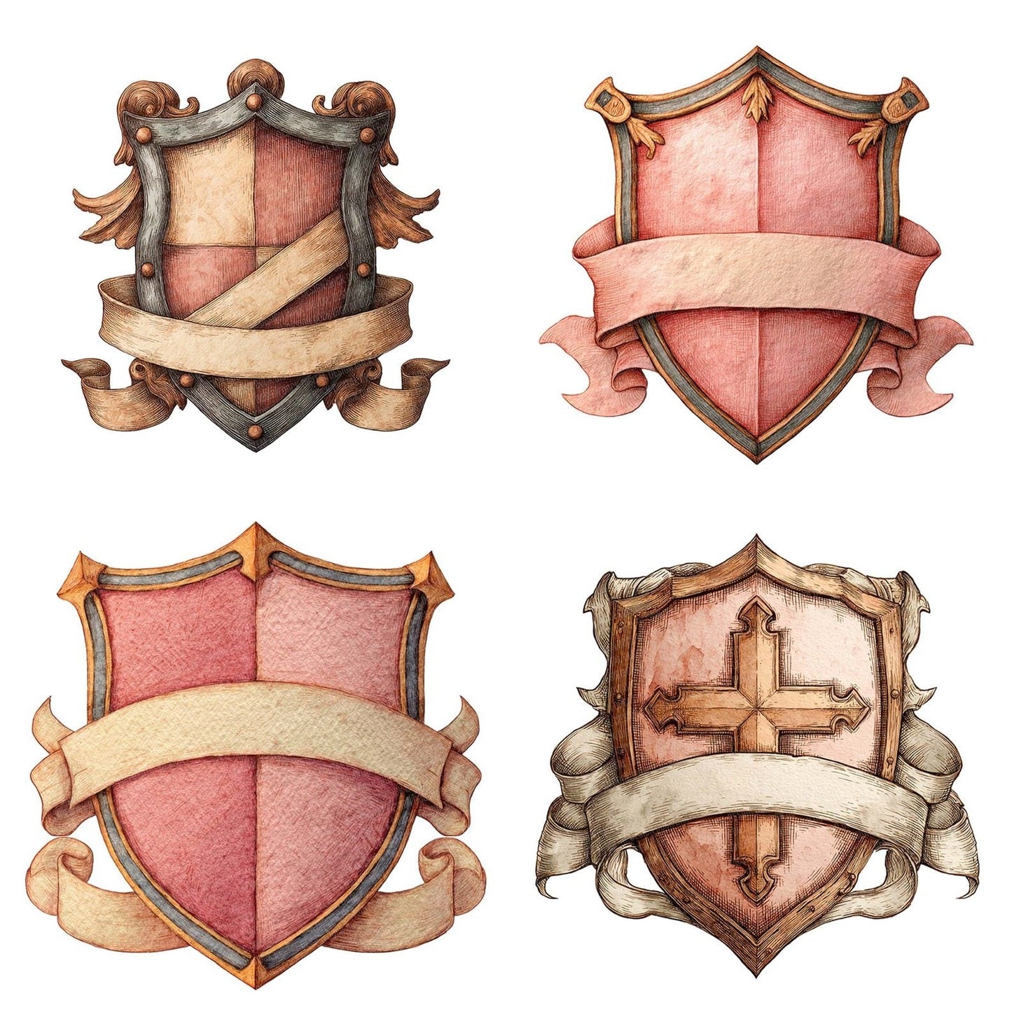 Shield Crest Banner Clipart Set (DDD006536)