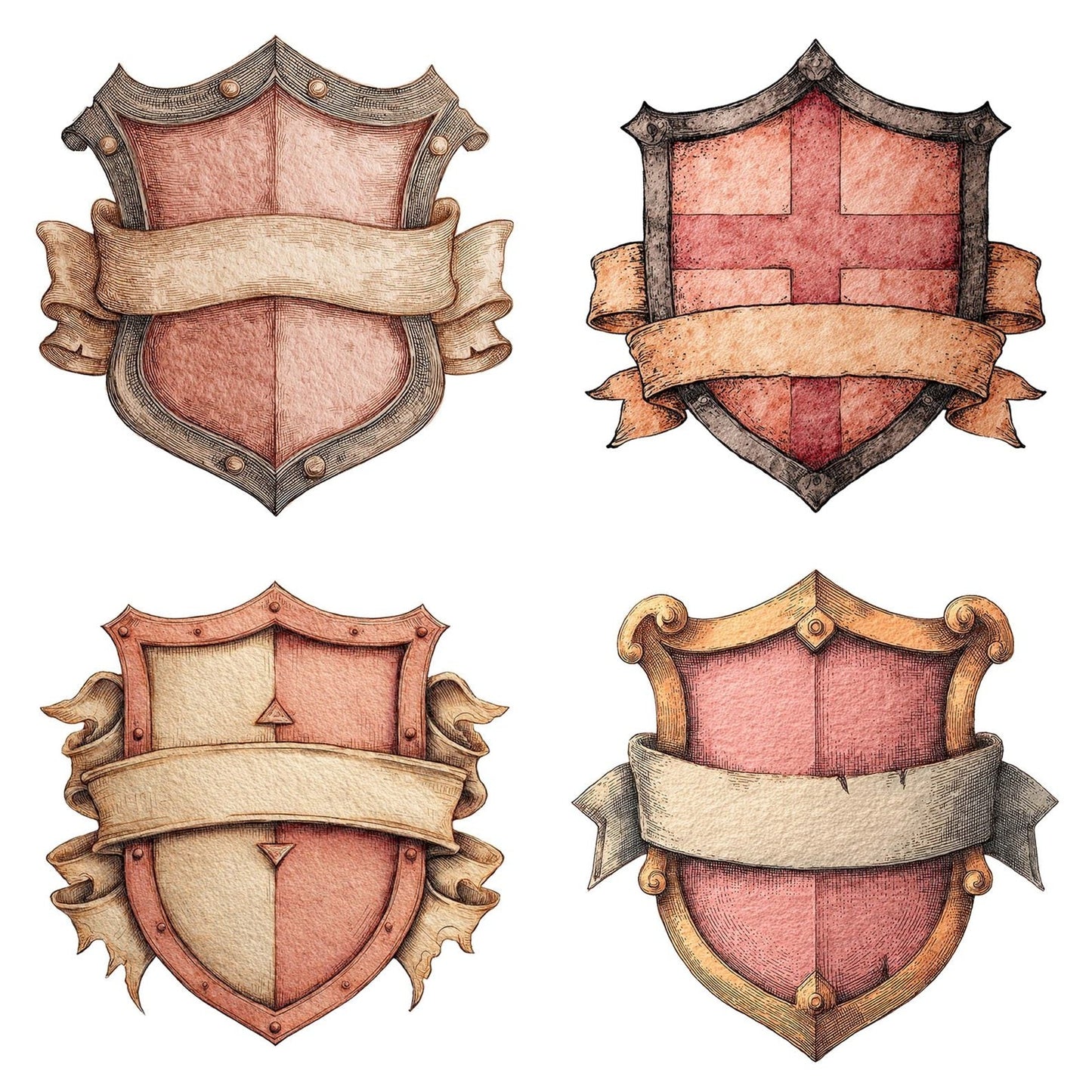 Shield Crest Banner Clipart Set (DDD006536)