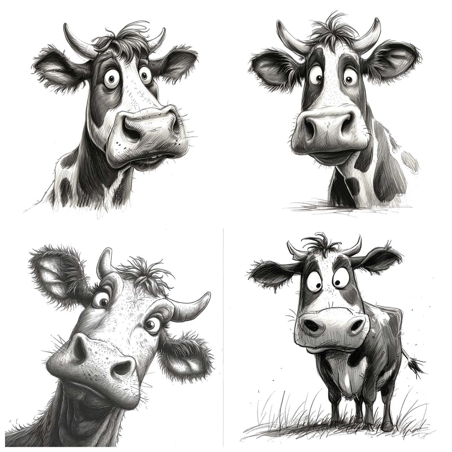 Silly Cow Sketch Clipart Set (DDD006543)