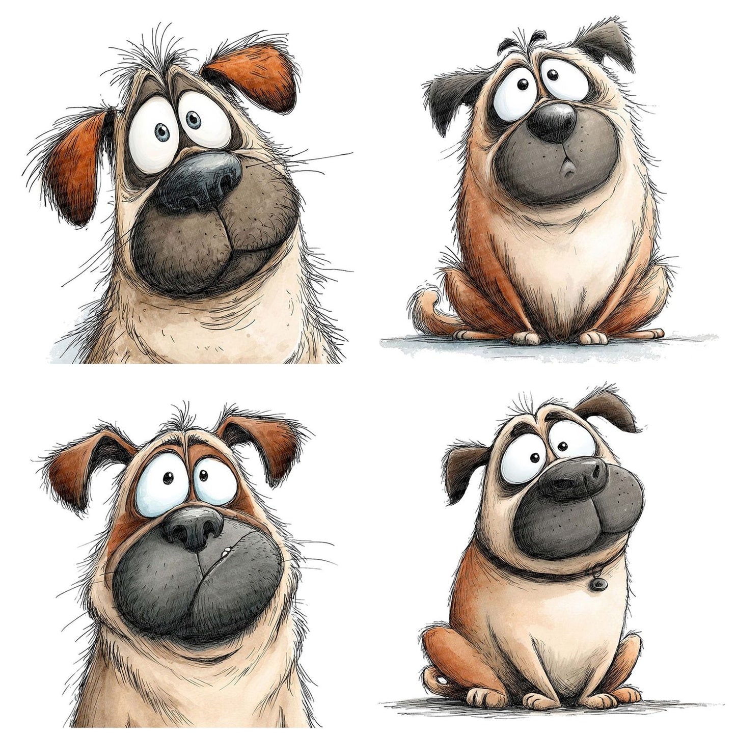 Silly Dog Character Portrait Clipart Set (DDD006544)