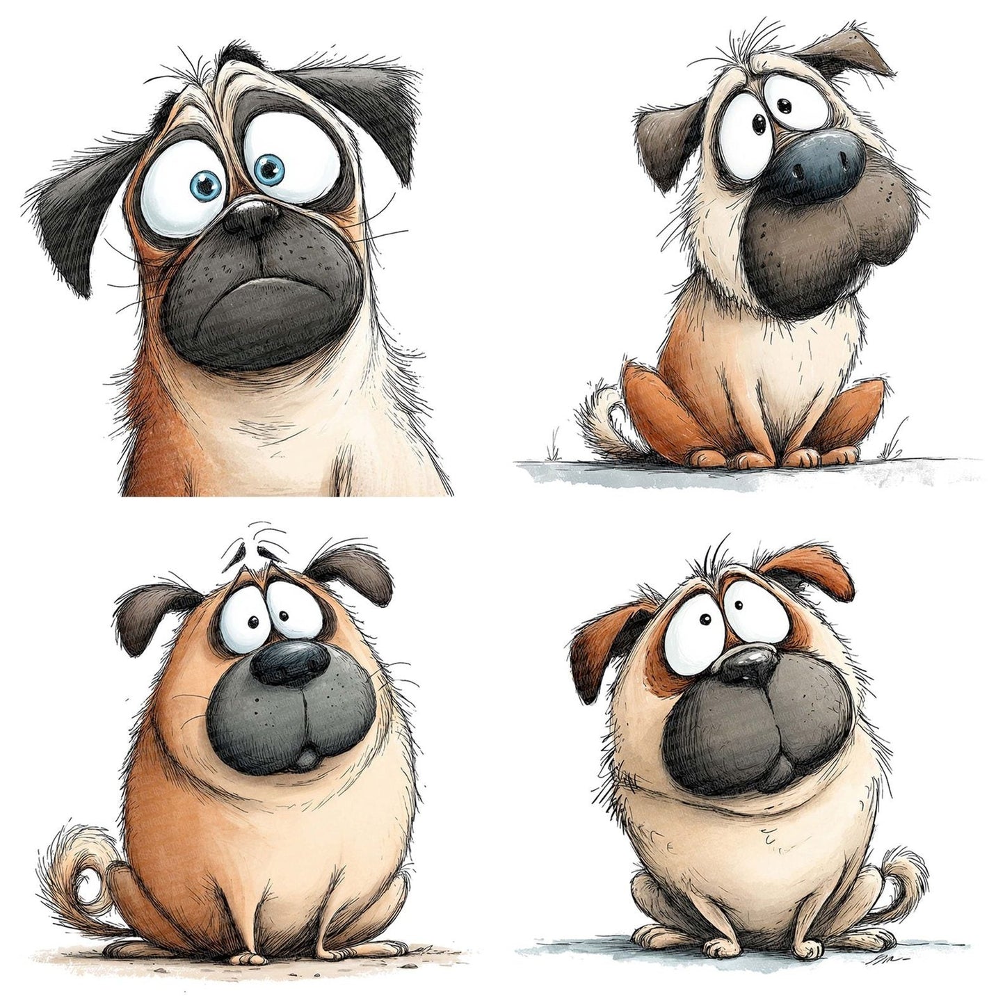 Silly Dog Character Portrait Clipart Set (DDD006544)