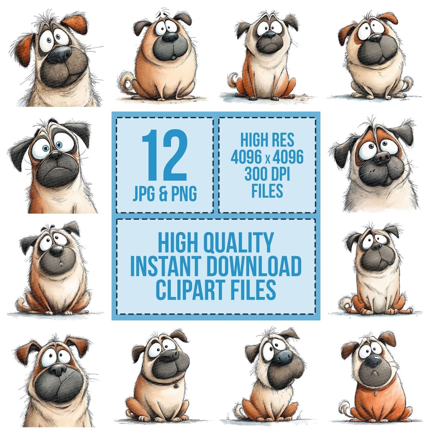 Silly Dog Character Portrait Clipart Set (DDD006544)