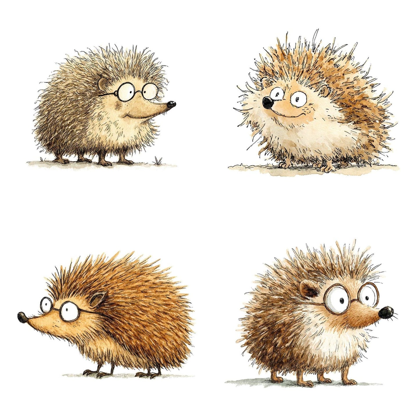 Silly Hedgehog Character Illustration Clipart Set (DDD006546)