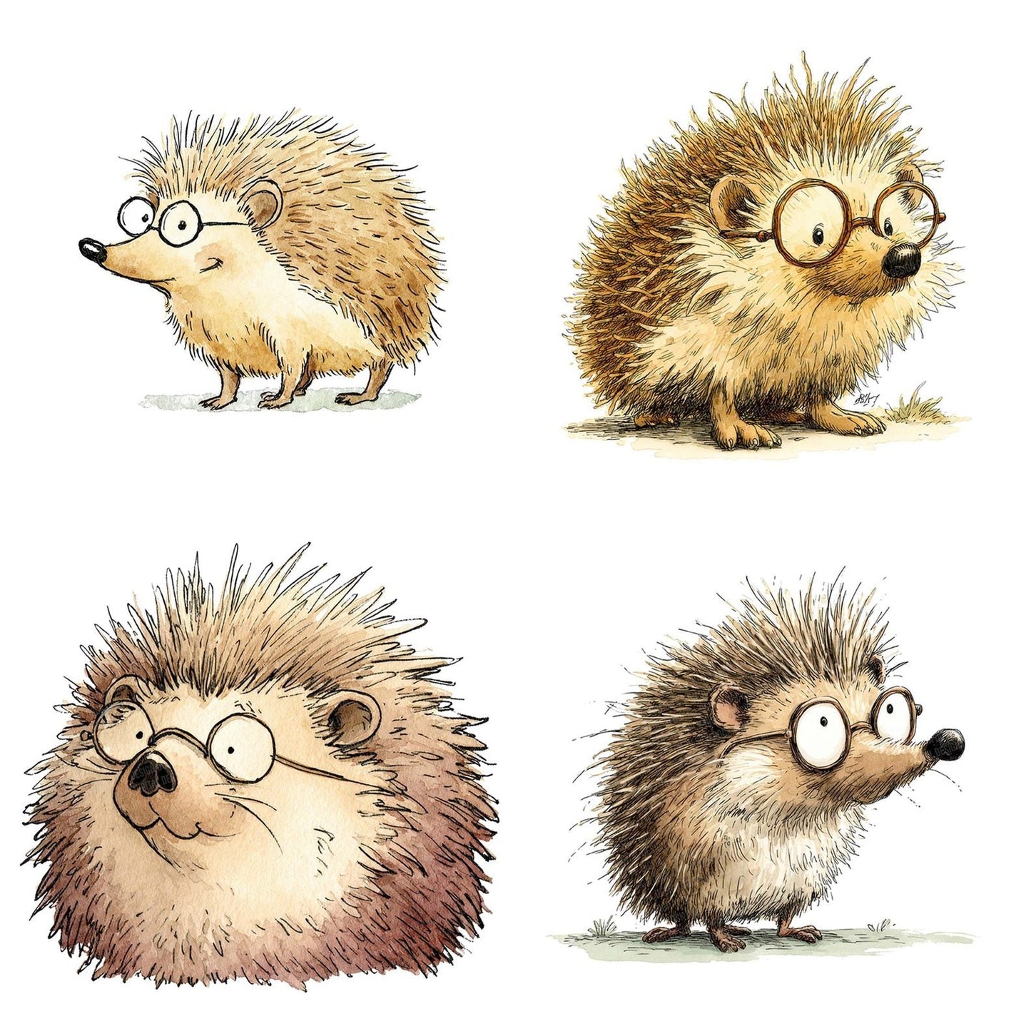 Silly Hedgehog Character Illustration Clipart Set (DDD006546)