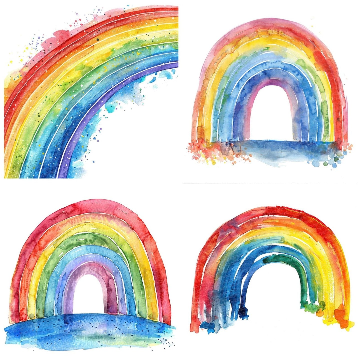 Simple Vibrant Watercolour Rainbow Clipart Set (DDD006552)