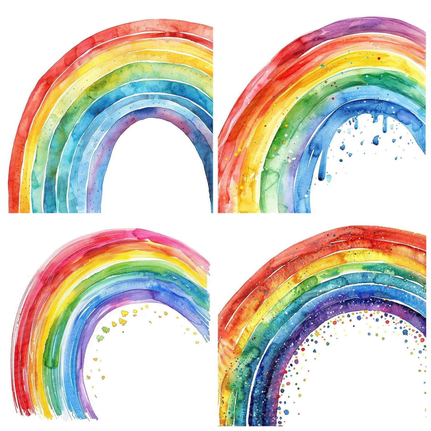 Simple Vibrant Watercolour Rainbow Clipart Set (DDD006552)