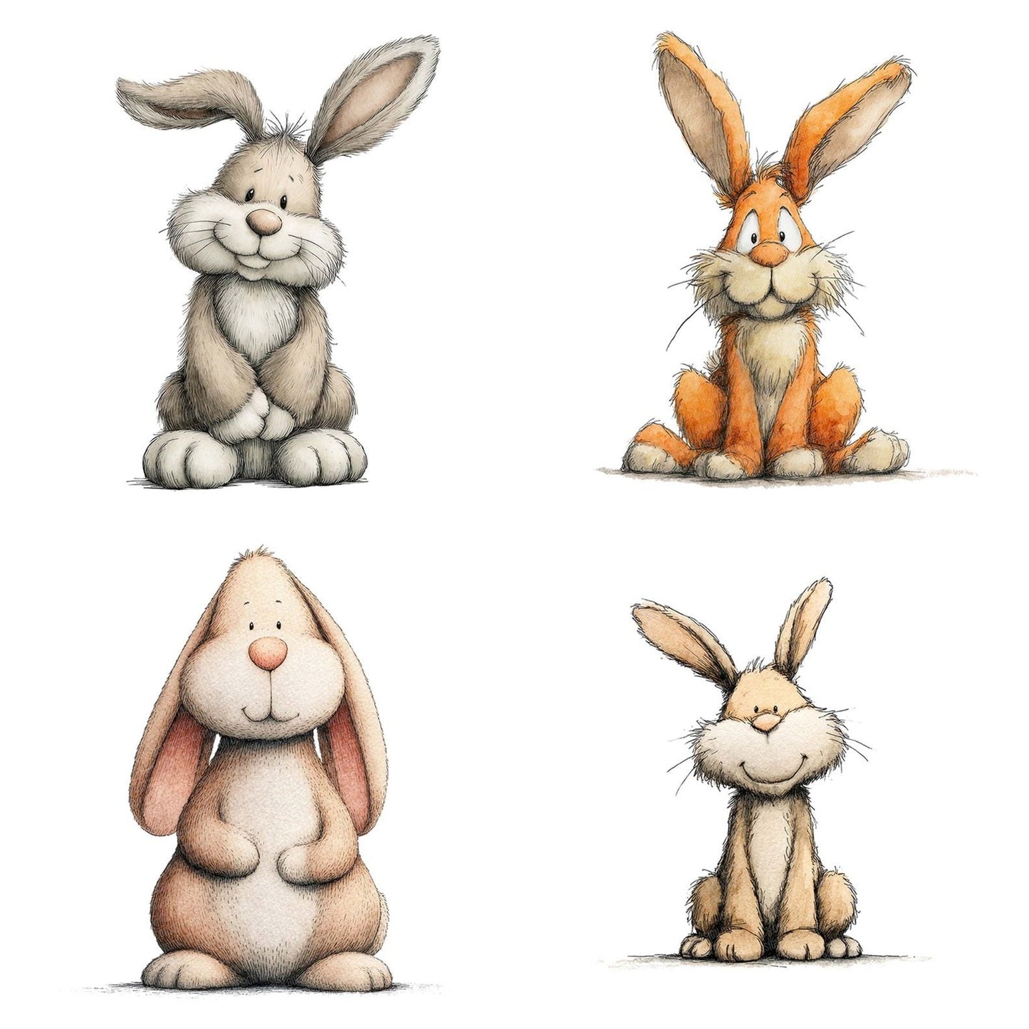 Sitting Bunny Cartoon Clipart Set (DDD006553)