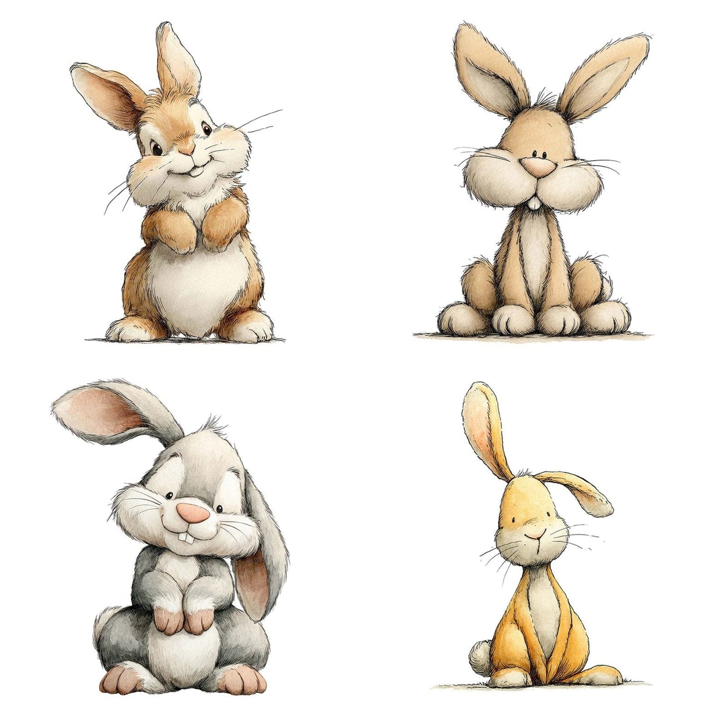 Sitting Bunny Cartoon Clipart Set (DDD006553)