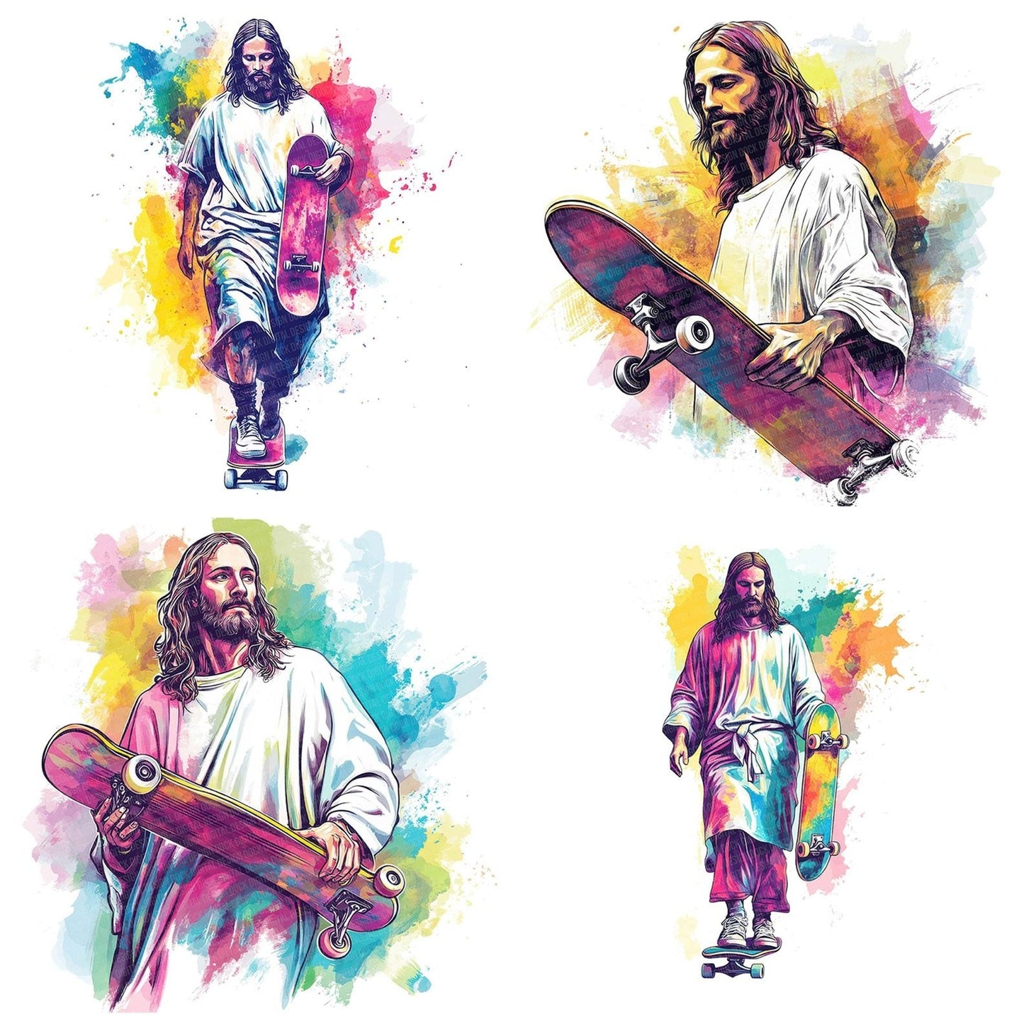 Skateboader Jesus Clipart Set (DDD006556)